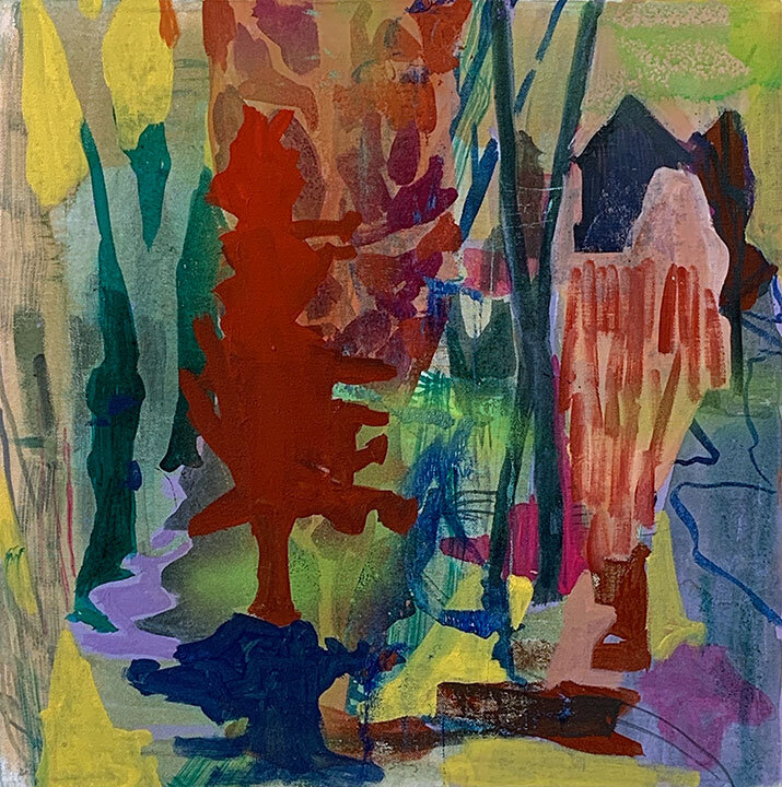   Red Cedar , 2019  Oil, acrylic and spray paint on canvas  20 in. x 16 in.   
