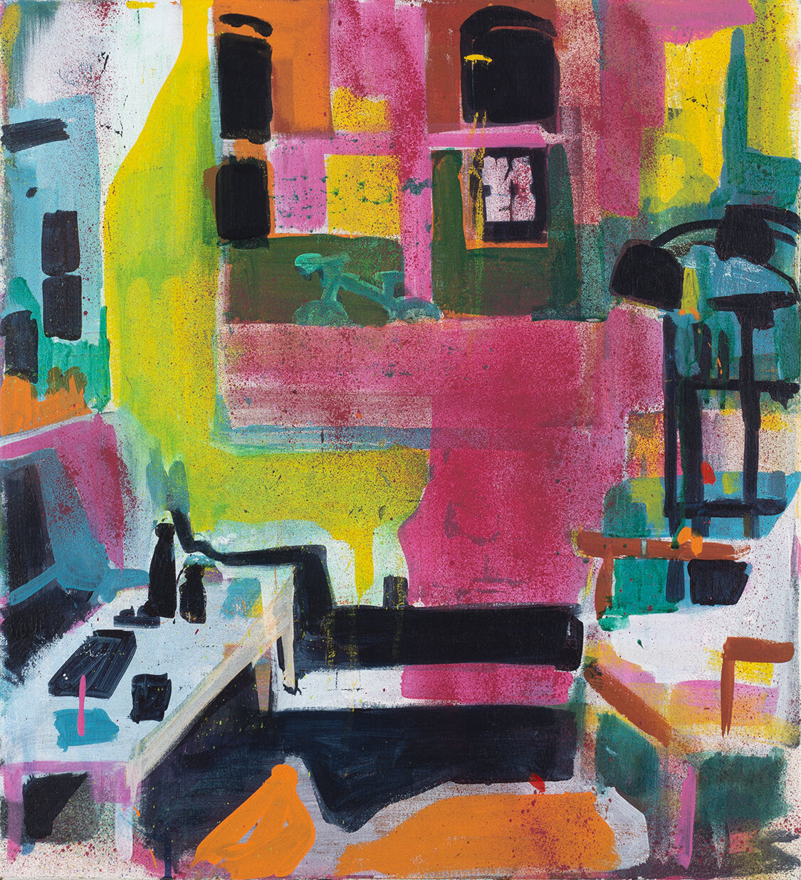   Bradley Street , 2021, acrylic and spray paint on canvas, 22 in. x 20 in. 