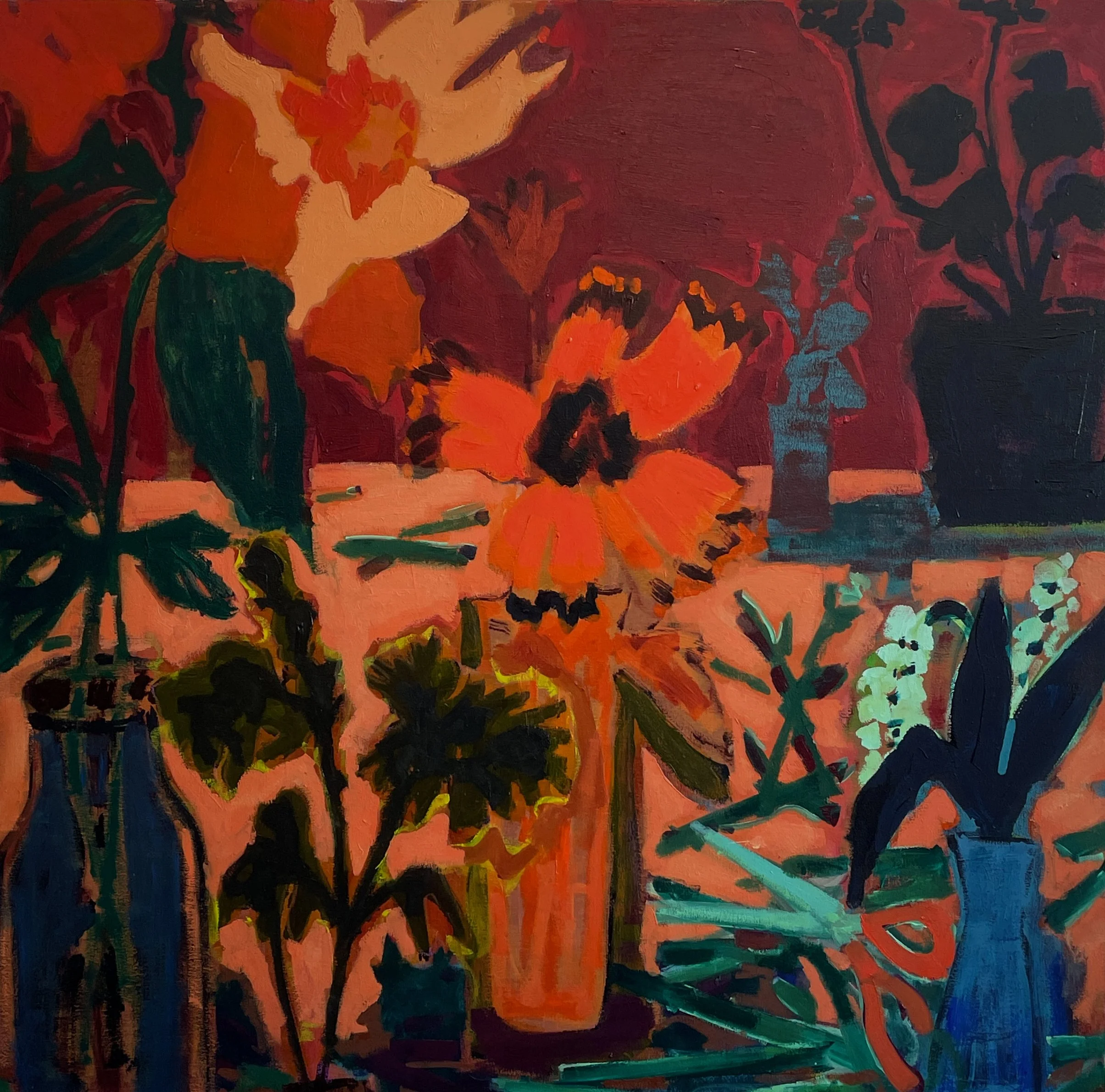   You Cut, I choose , 2025  oil on canvas  44" x 44" 