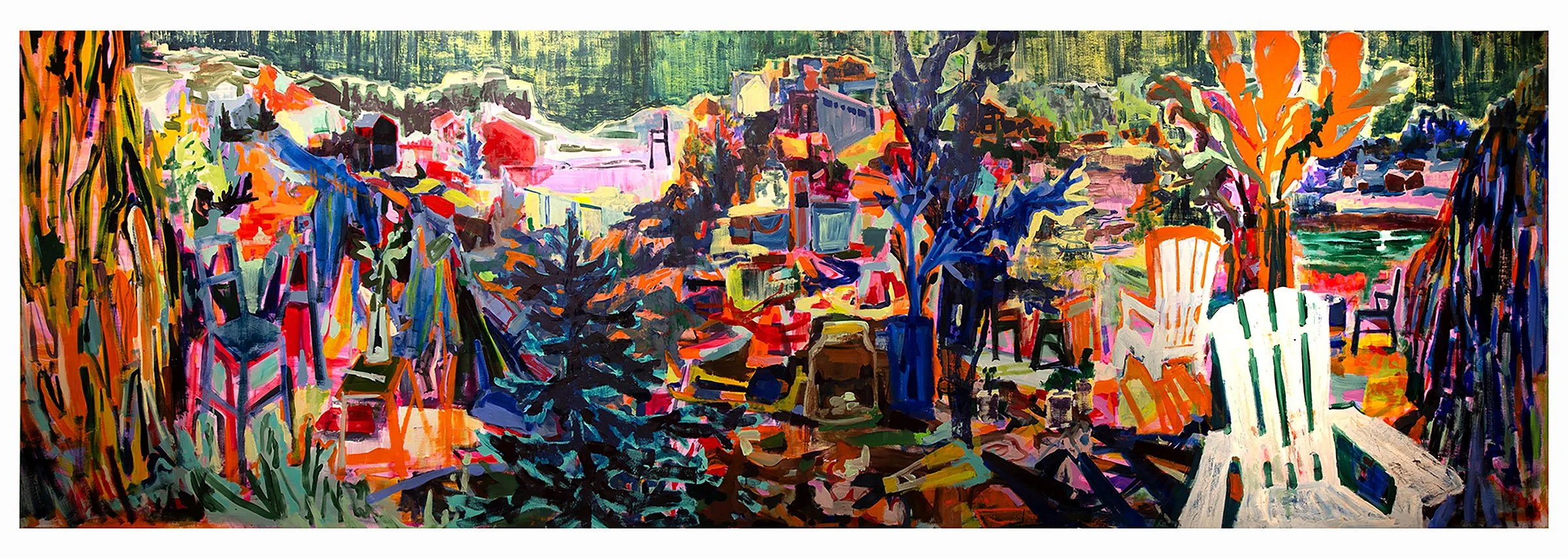   As it Unfolds , 2024  oil and acrylic on canvas  51" x 166" 