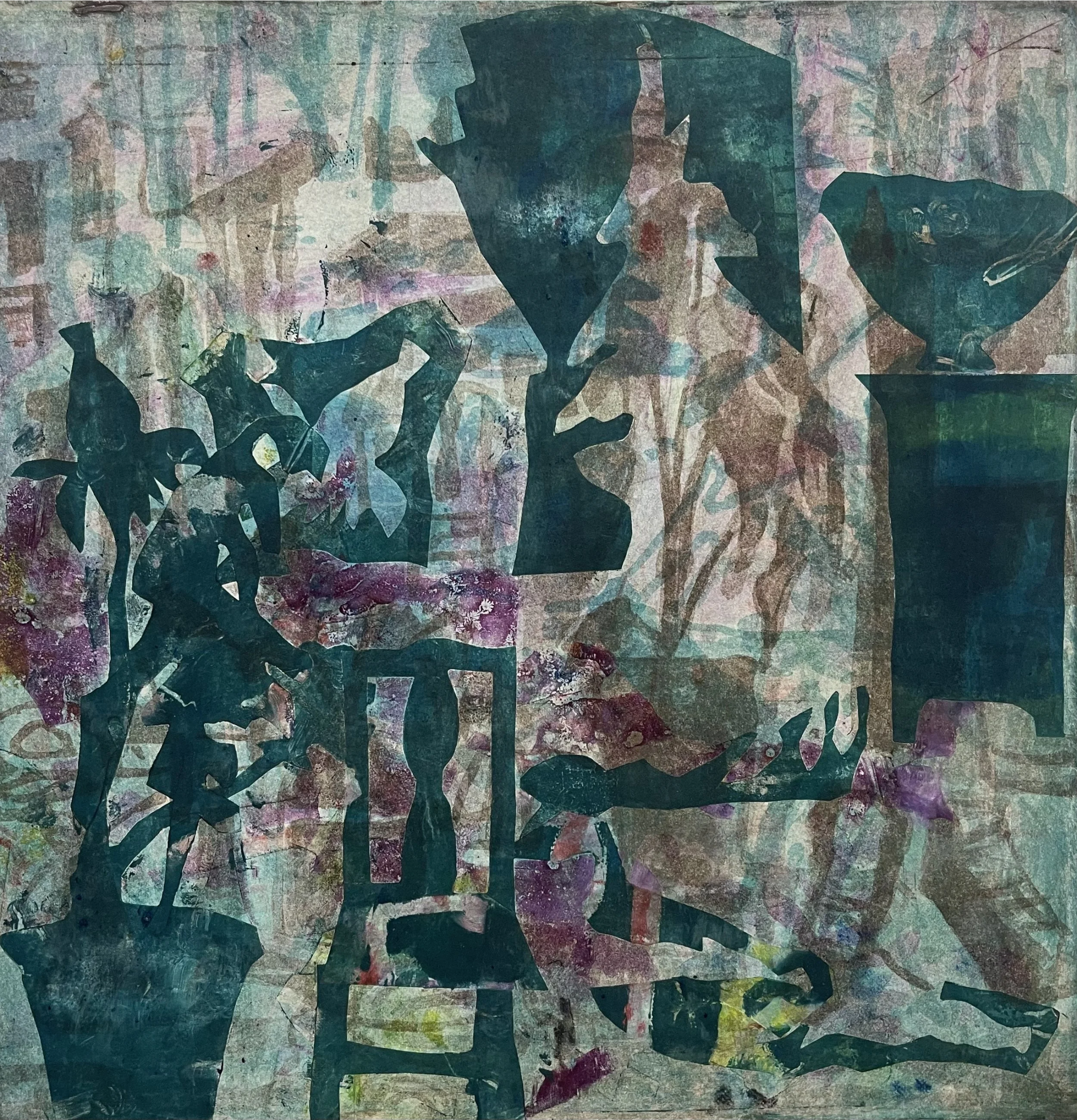  Thought Experiment #6   Monoprint   Paper: 23.5”× 22.5”   Plate:16” sq. 