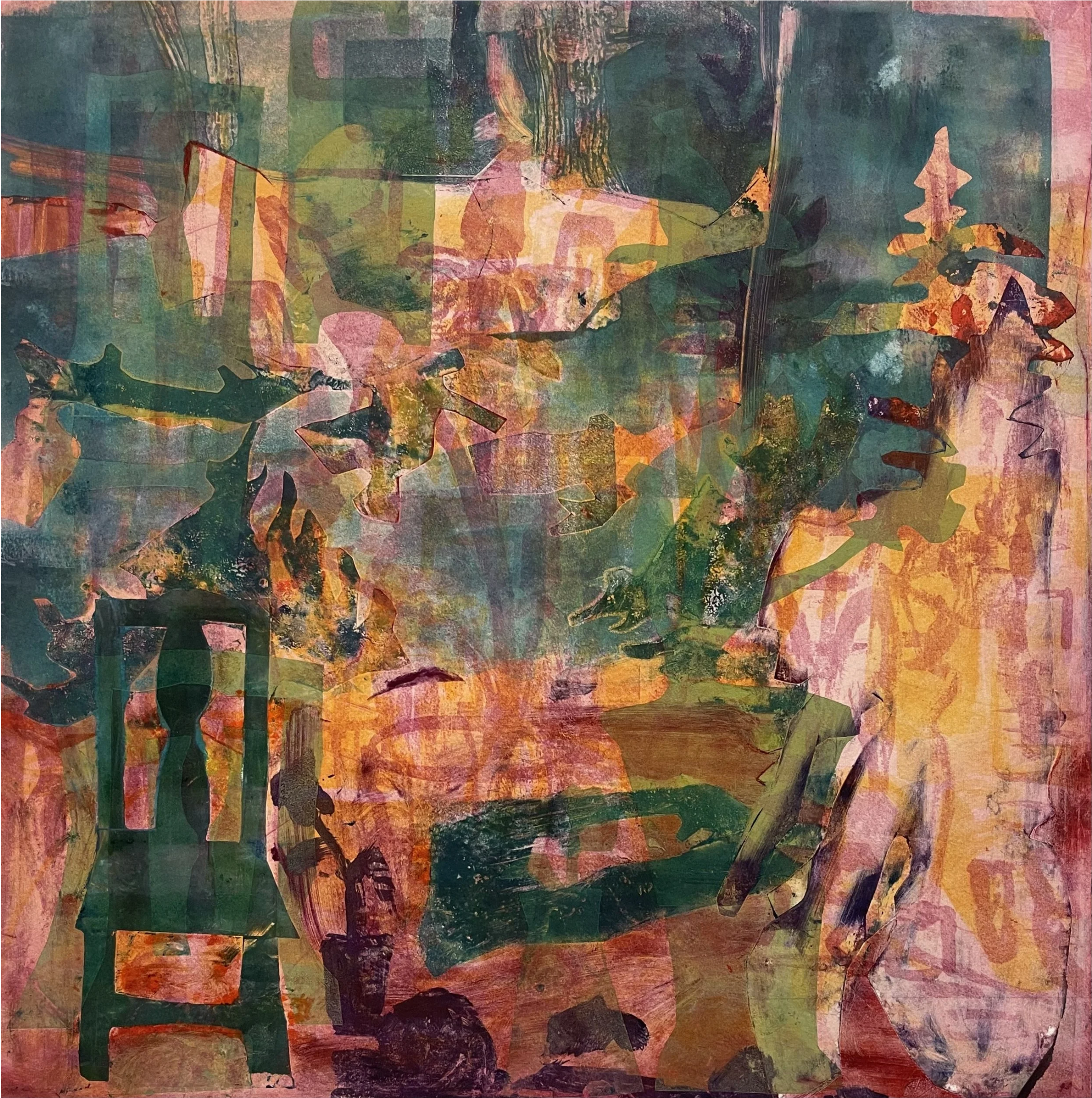  Thought Experiment #13   Monoprint   Paper: 23.5”× 22.5”   Plate:16” sq. 