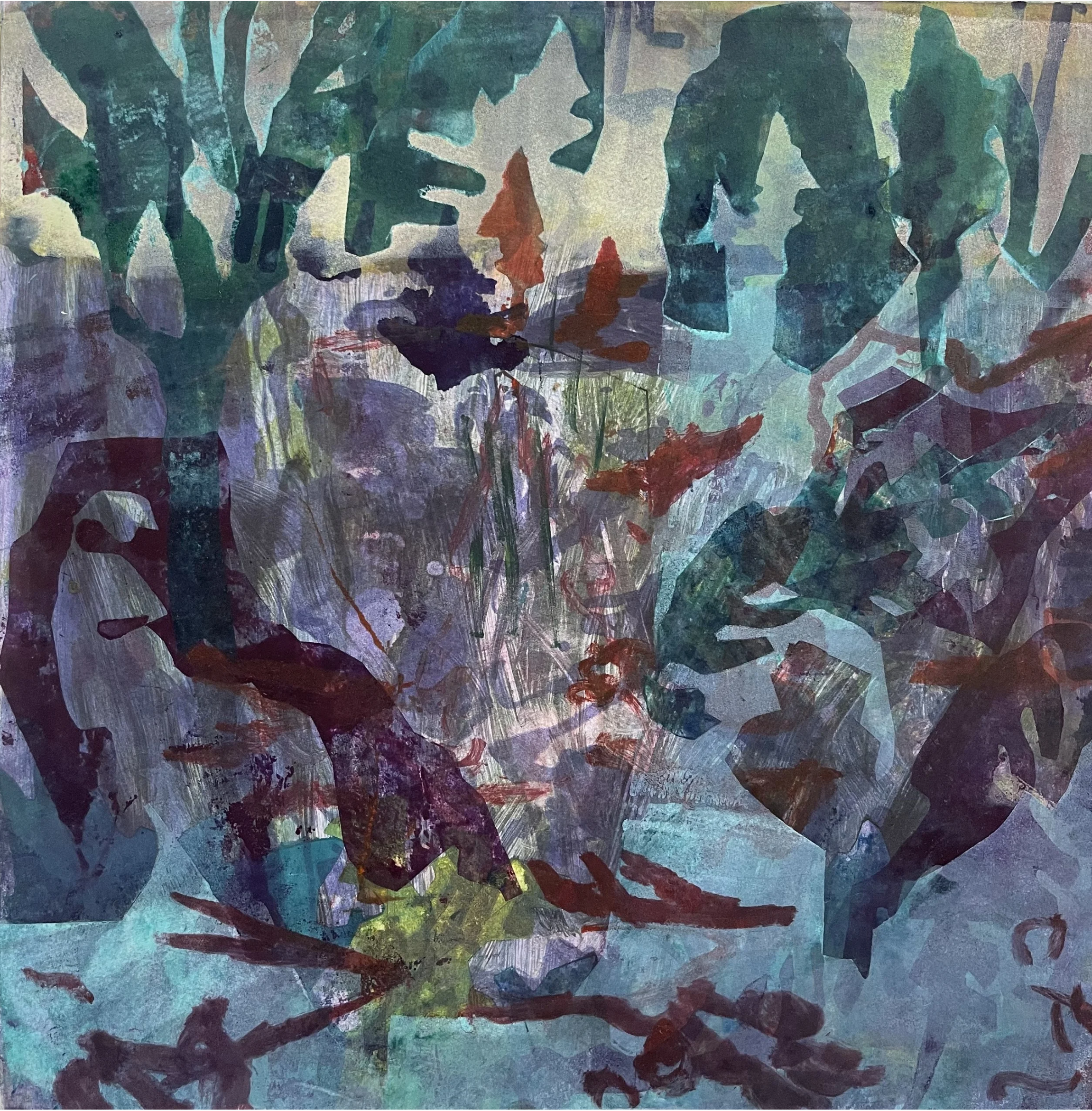  Thought Experiment #22   Monoprint   Paper: 23.5”× 22.5”   Plate:16” sq. 