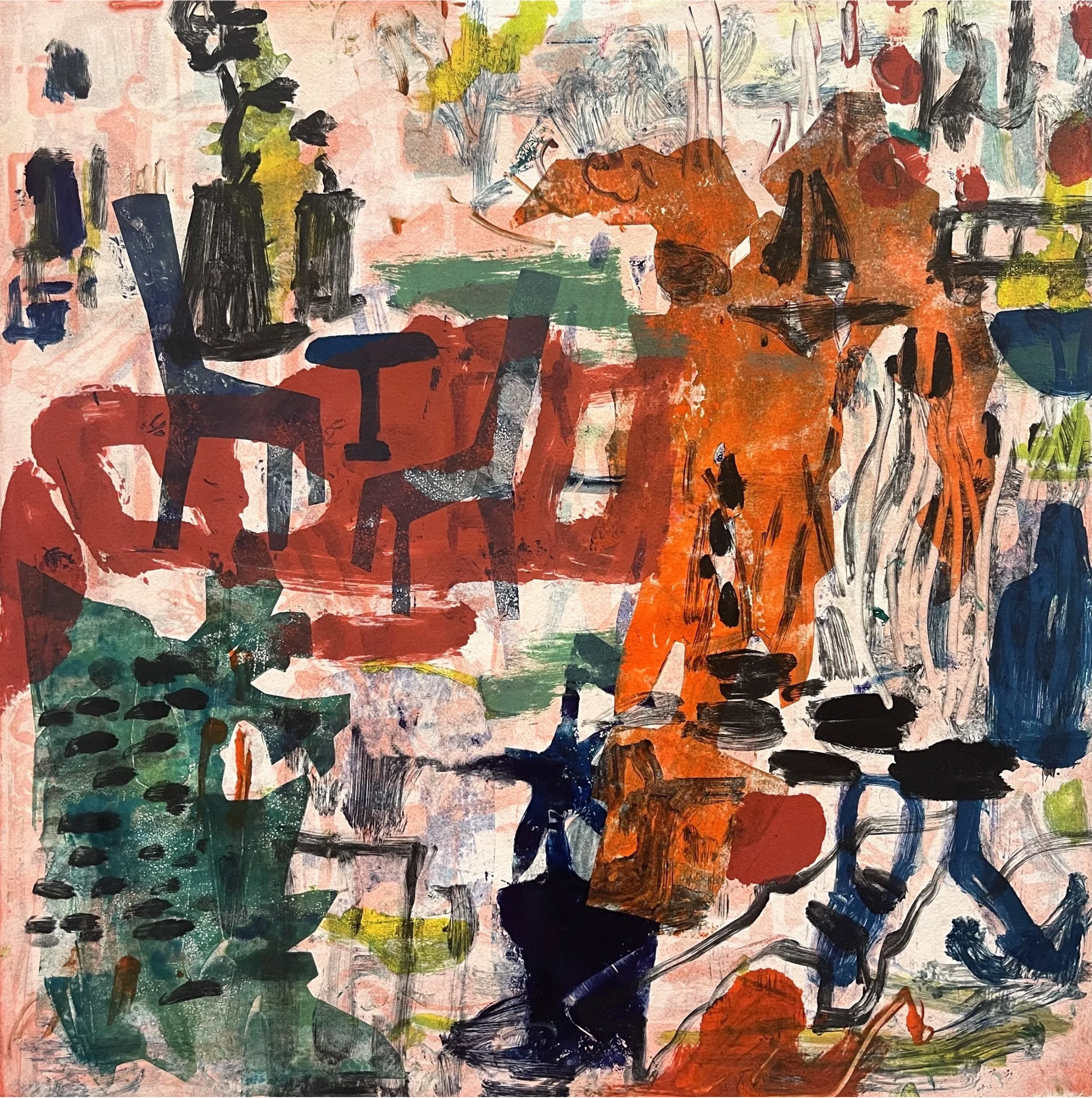  Thought Experiment #28  Monoprint   Paper: 23.5”× 22.5”   Plate:16” sq. 