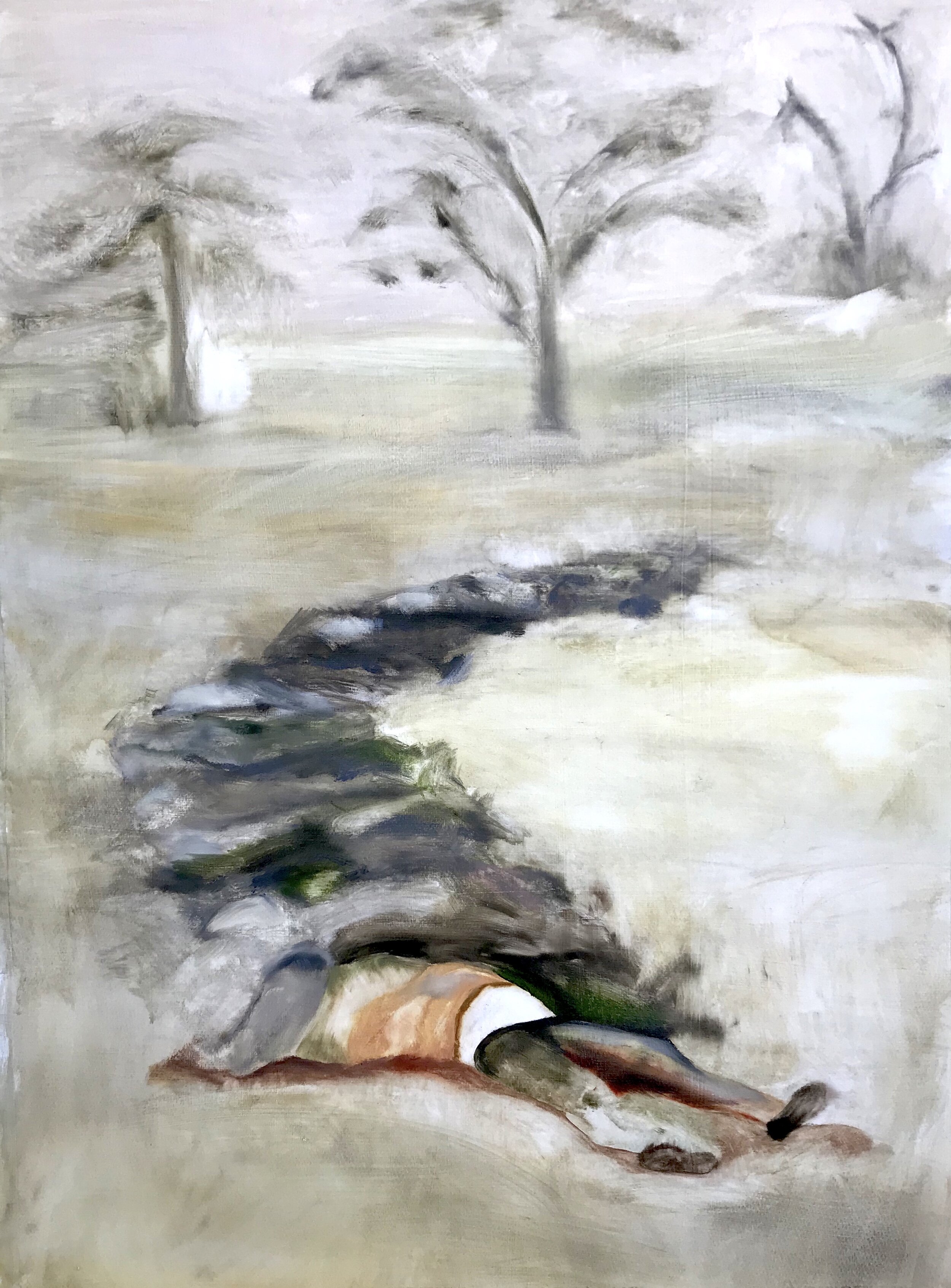  Waiting to be Buried, 1864. 2018. oil on paper. 76.2cm x 55.88cm 