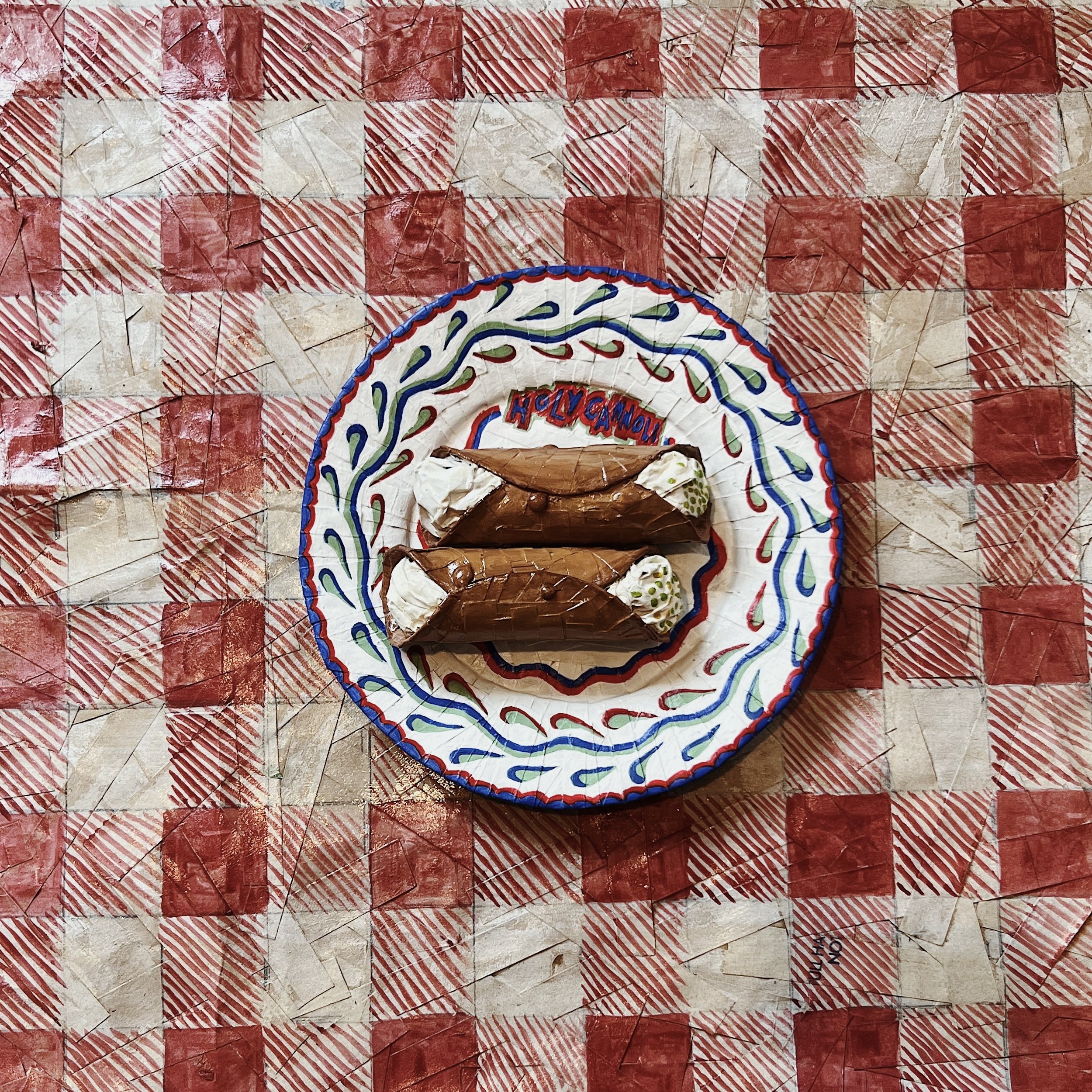 Holy Cannoli Plate
Cardboard, paint, paper bags
$75