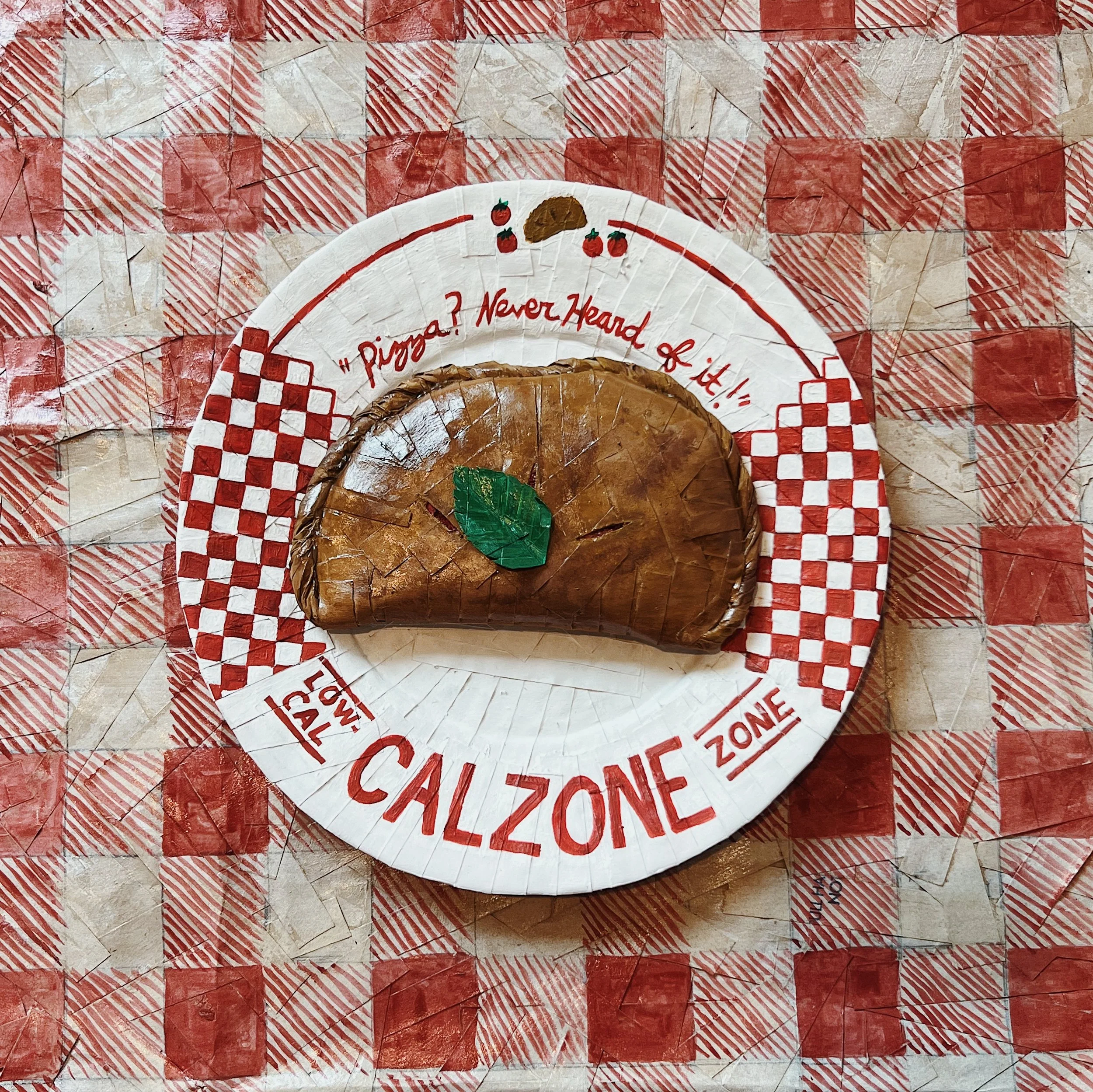 Lowfat Calzone Zone Plate
Cardboard, paint, paper bags
$150