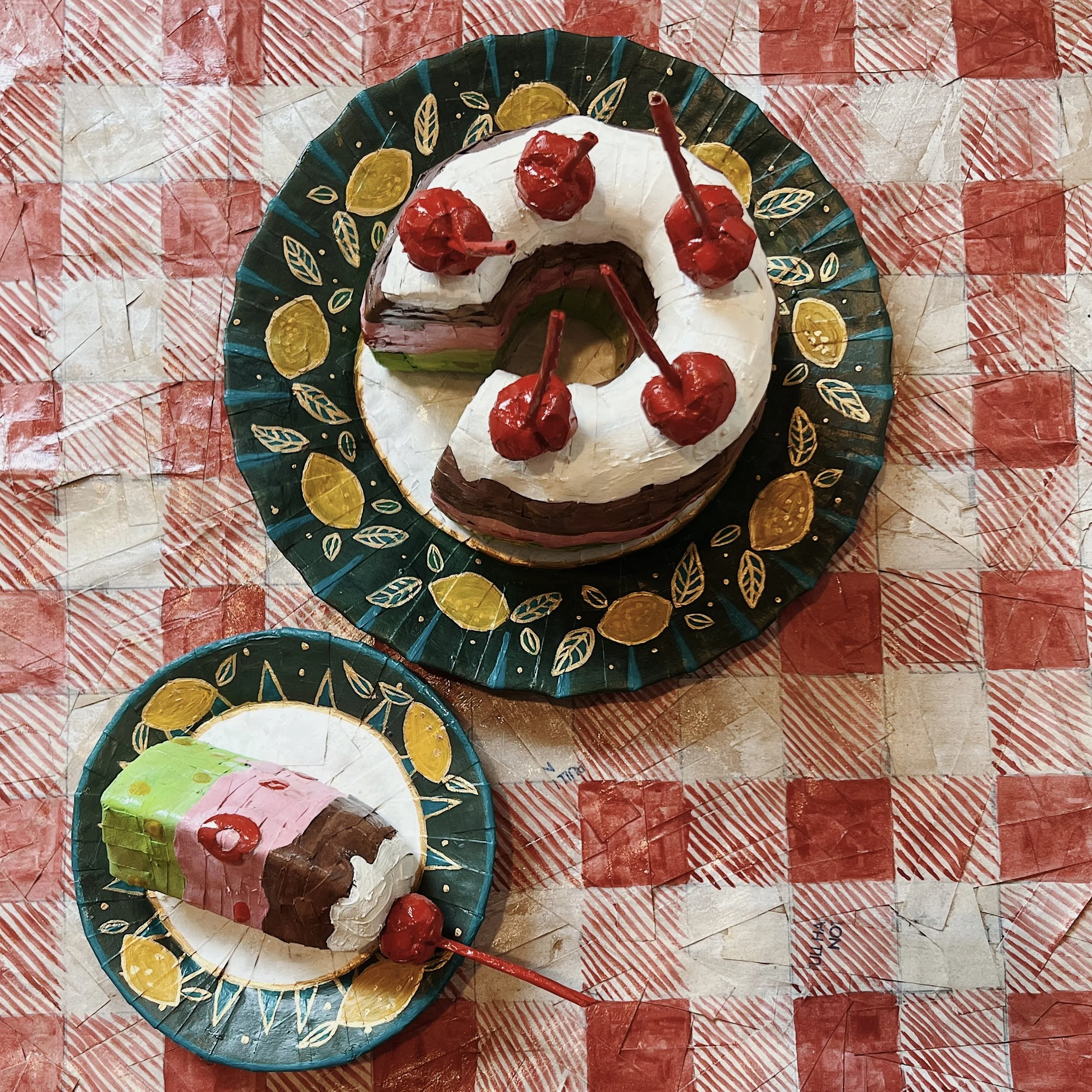 Spumoni Cake & Slice
Cardboard, paint, paper bags
$250