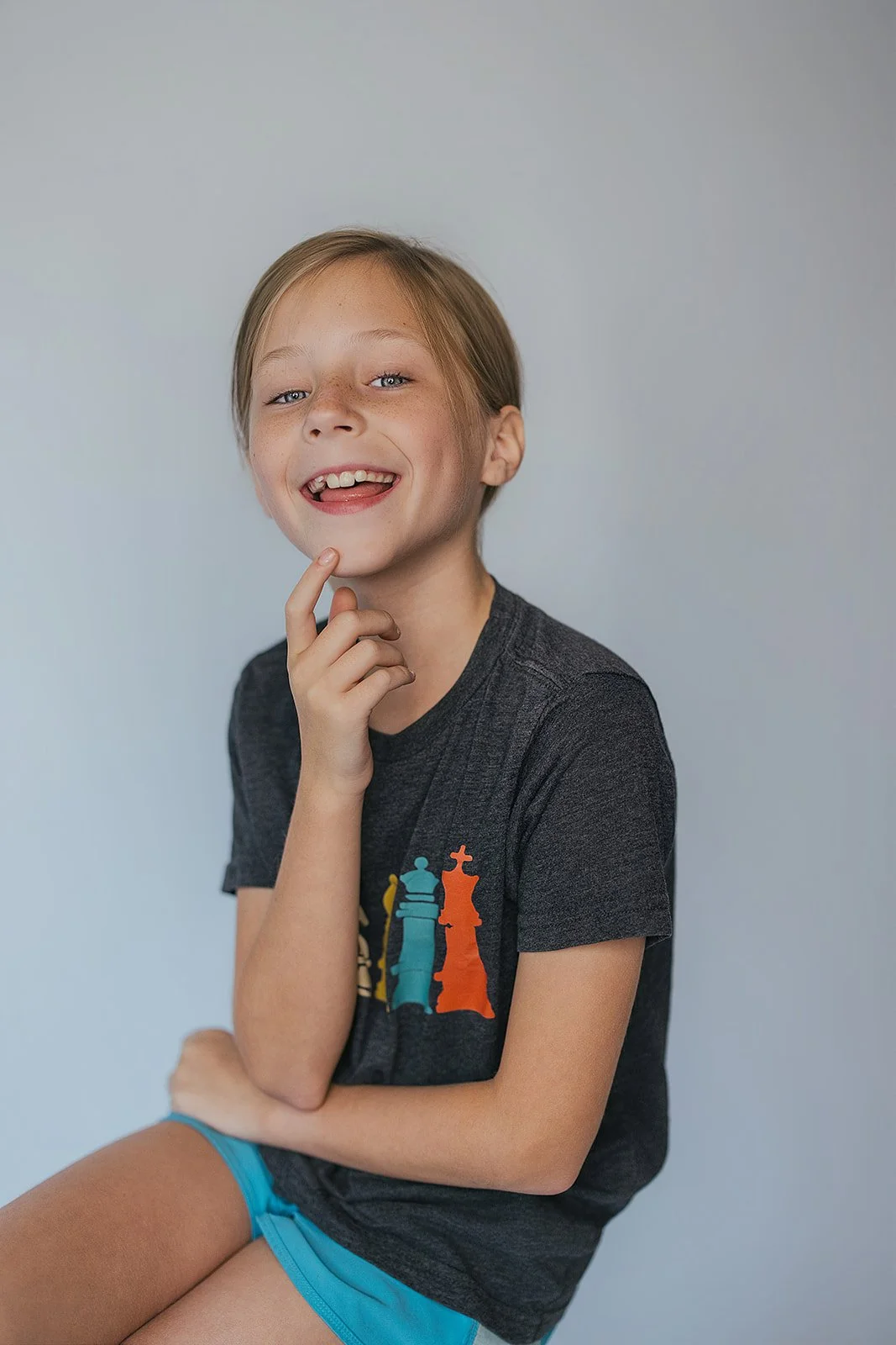 Young Girl Smiling Childhood Studio Session Durham NC