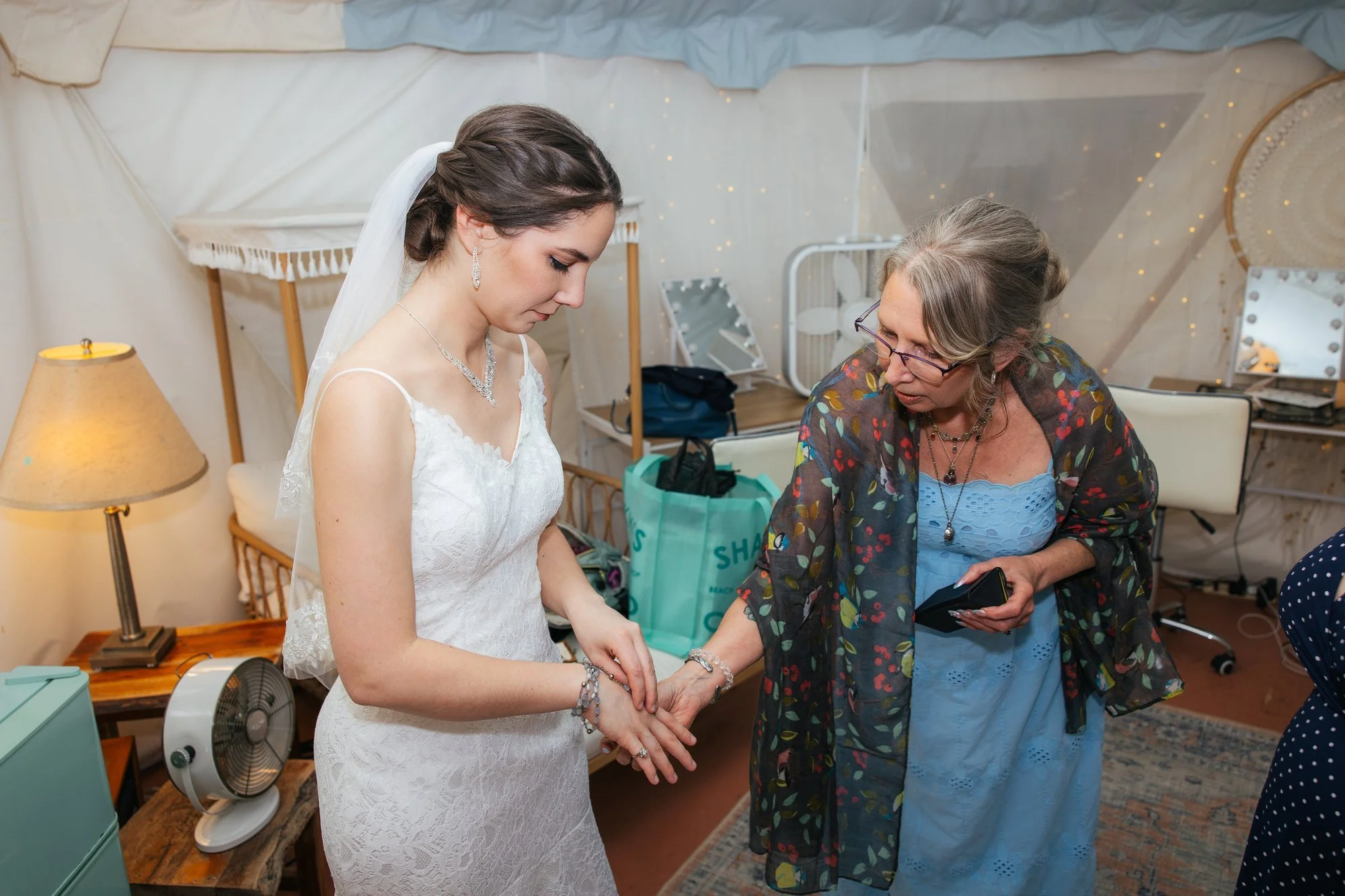 Long lace sleeves of the bride's heirloom wedding gown — Chapel Hill wedding photography
