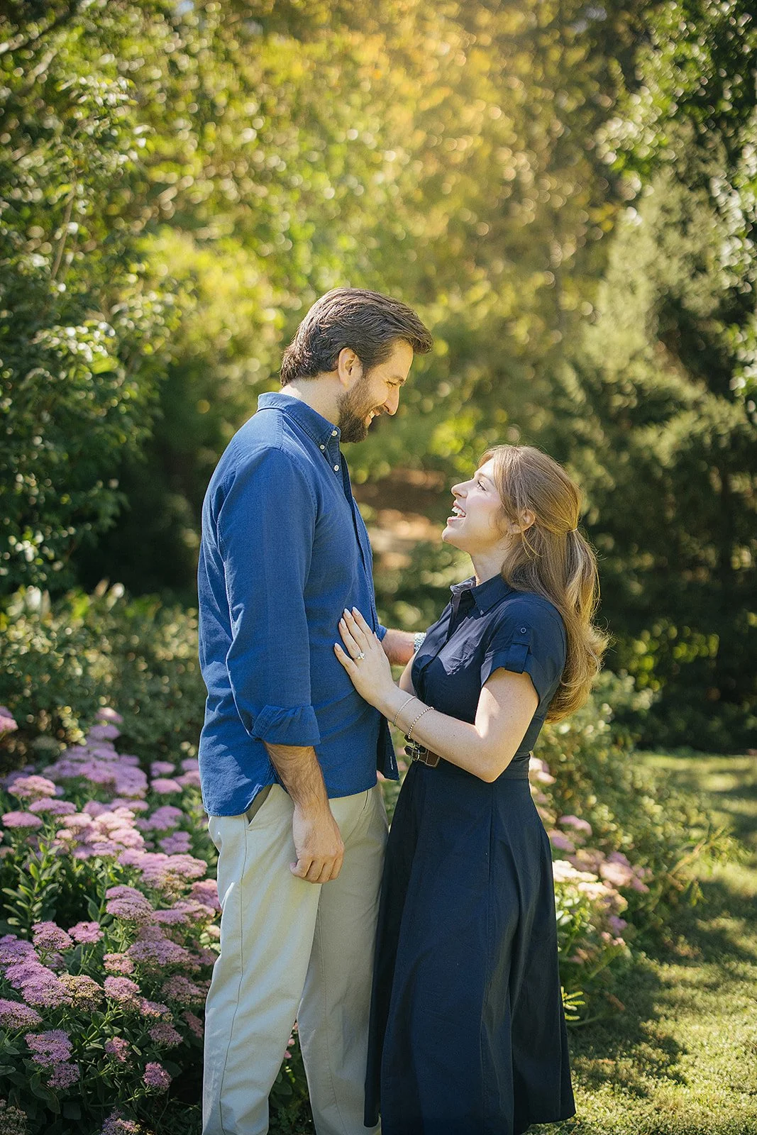 Couple smiling at each other Durham NC
