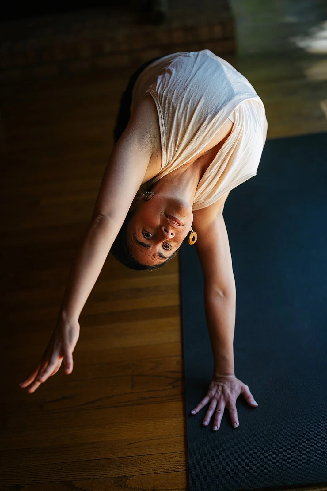 Yoga Teacher Stretching Upwards at The Trees Durham