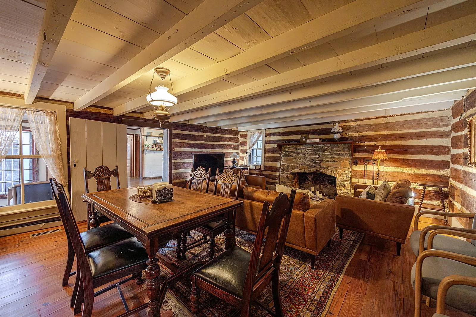 Living Room with Log Cabin Walls Keith Arboretum