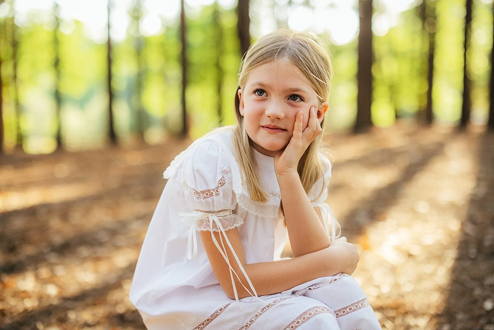 Wide field at Eno River Farms during childhood portrait session