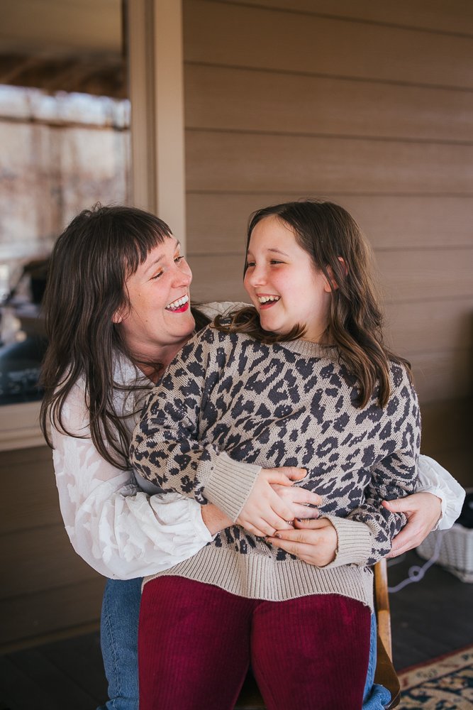 Mom and Daughter Laughing Durham NC