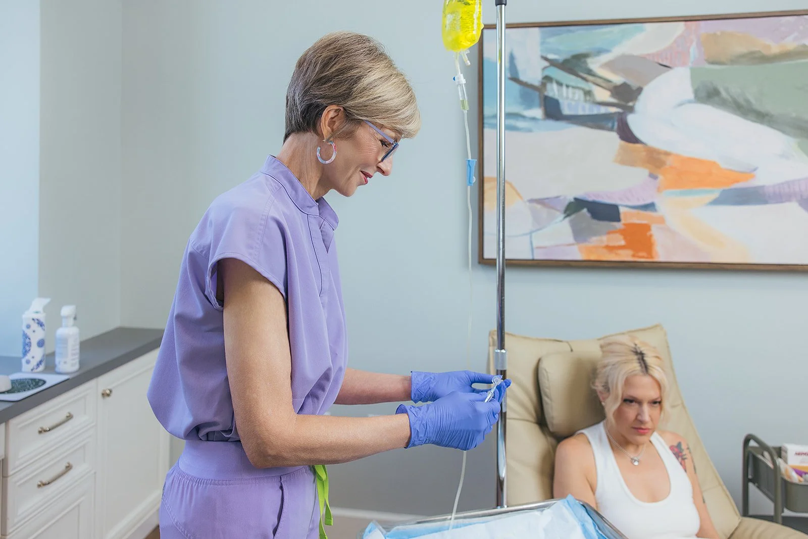 Medical Professional Doing Infusion Branding Photography Session Durham NC
