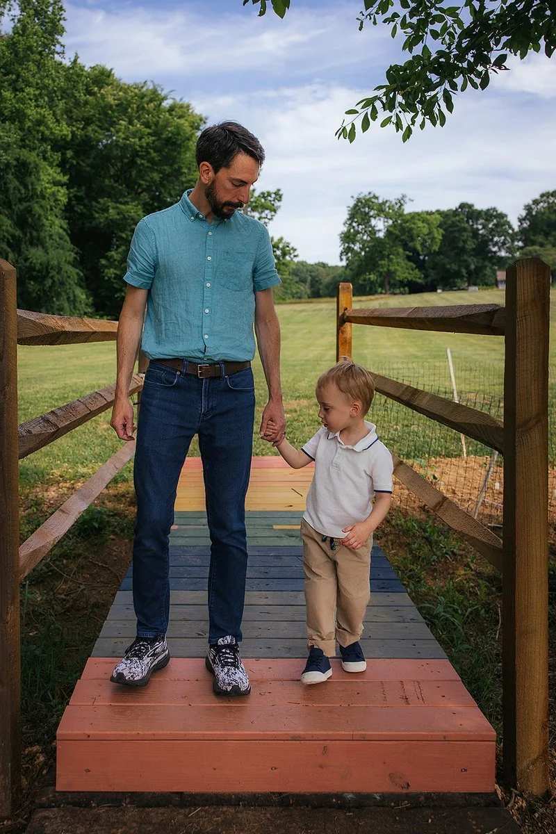 Close, candid moment between parent and child during a Chapel Hill family session