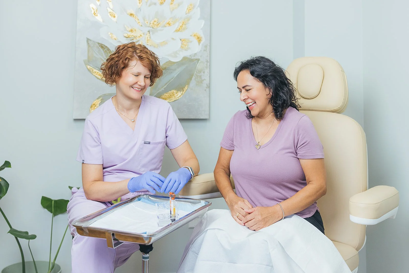 Medical Professional Chatting with Patient in Branding Photography Session in Durham NC