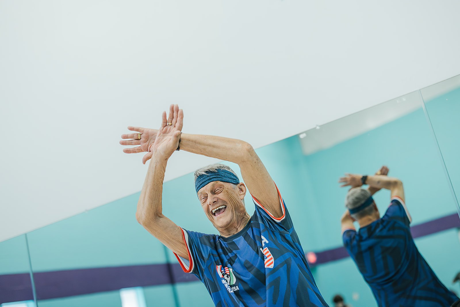 aerobics class demonstration for local wellness business photography in Durham, NC