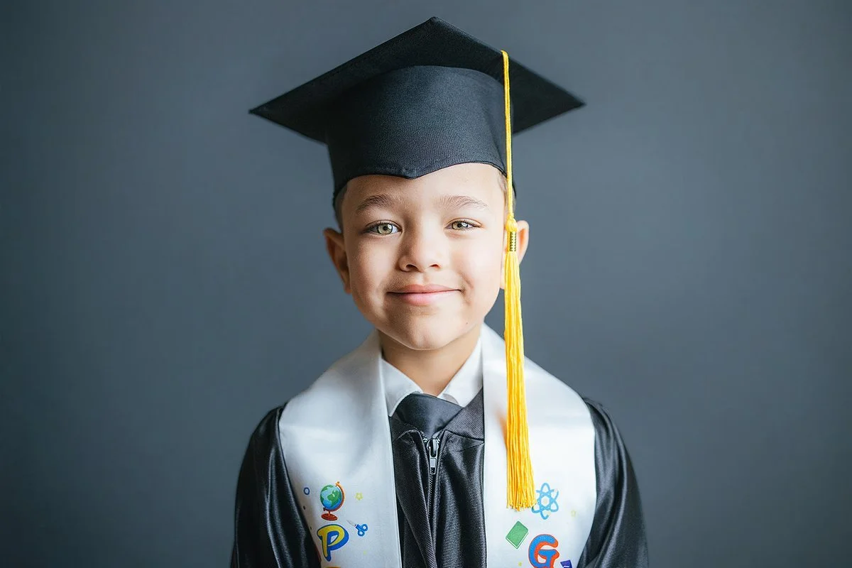 Preschooler in Graduation Cap and Gown