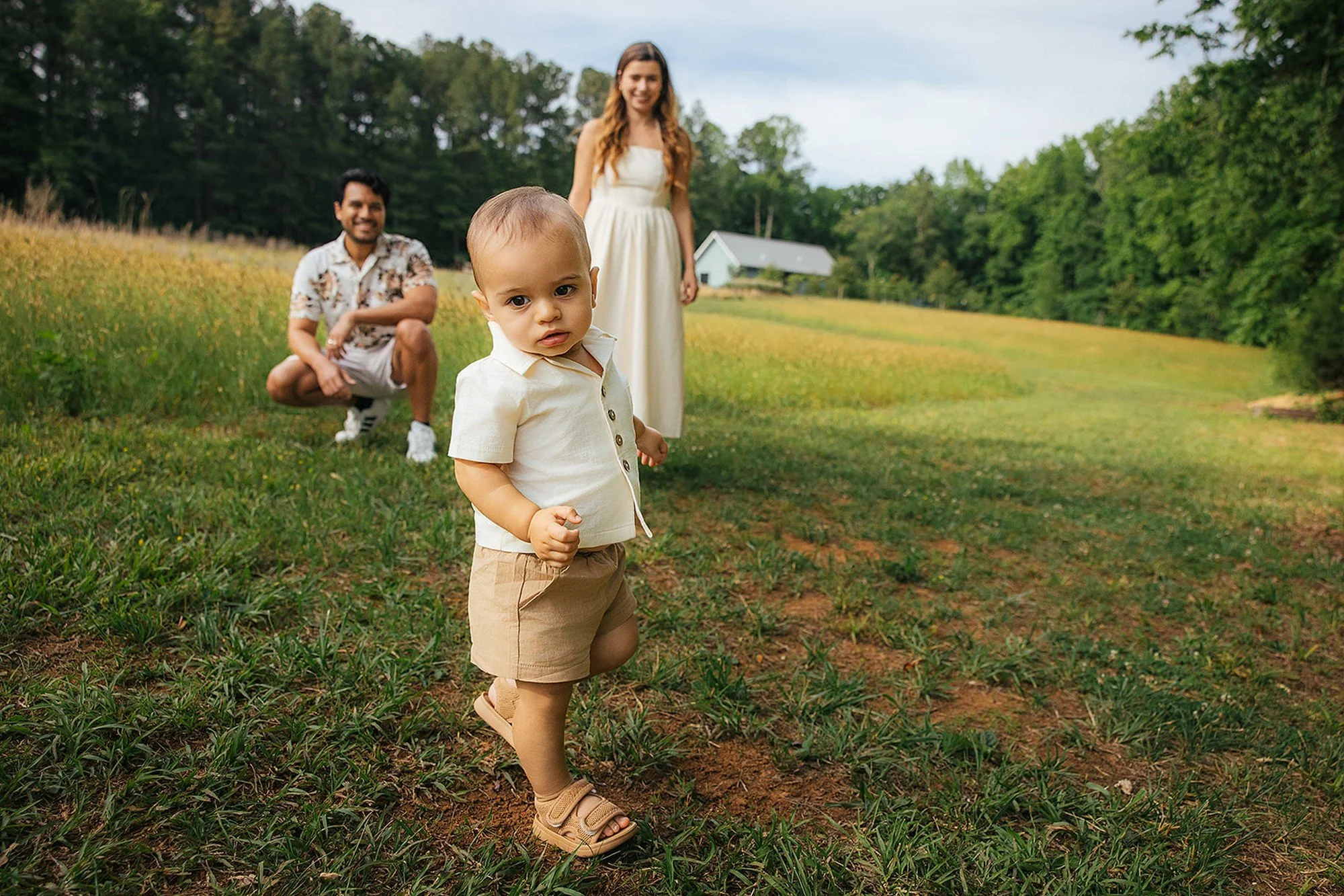 Young Boy Walking Through Grass Blackwood Farm Park Durham NC