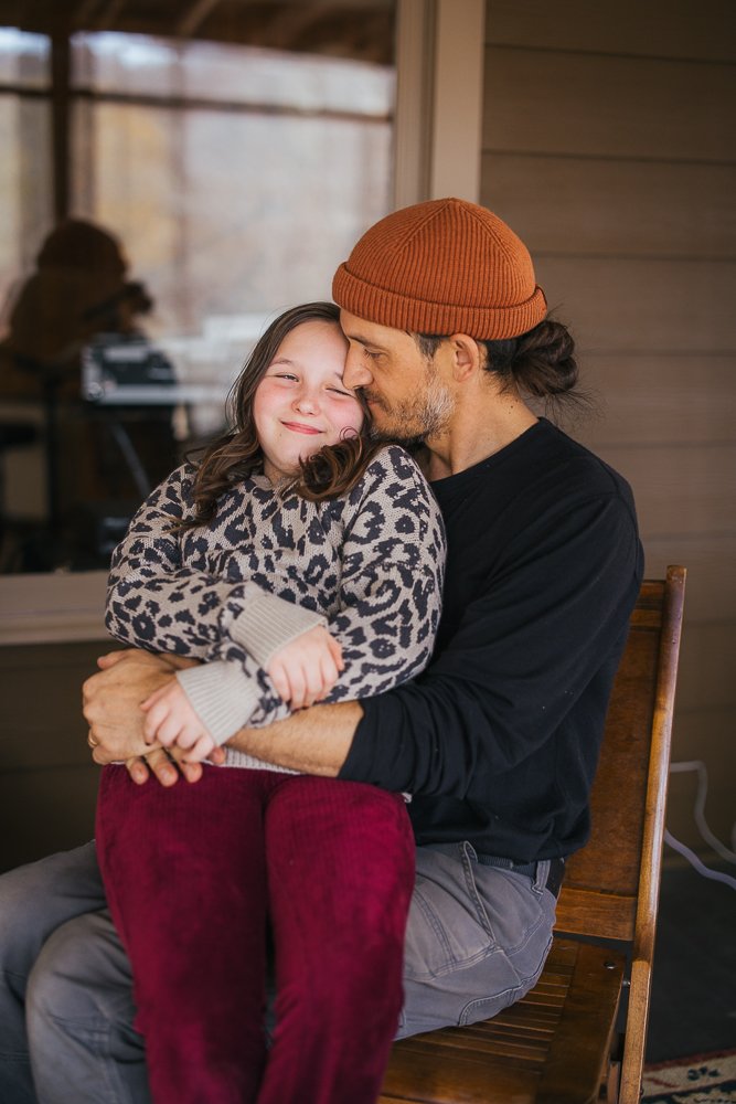 Hugging During In-Home Family Photography Session in Durham NC