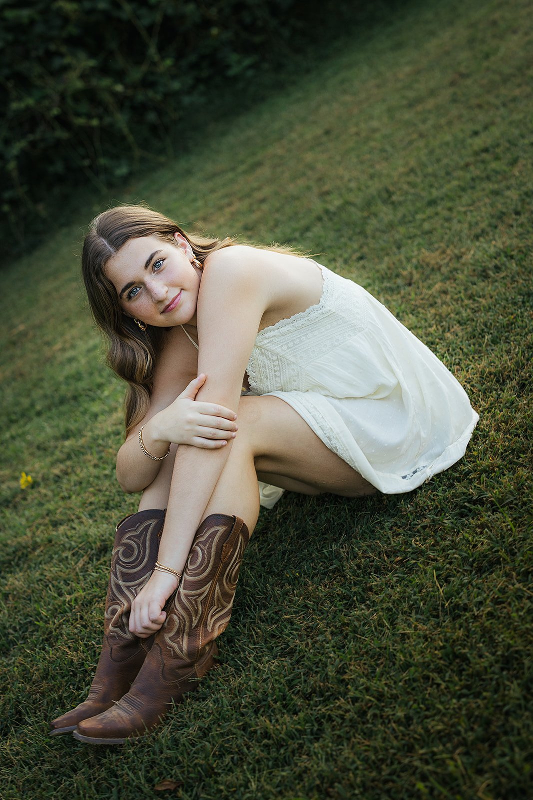 Senior Girl In Cowboy Boots Smiling Blackwood Farm Park