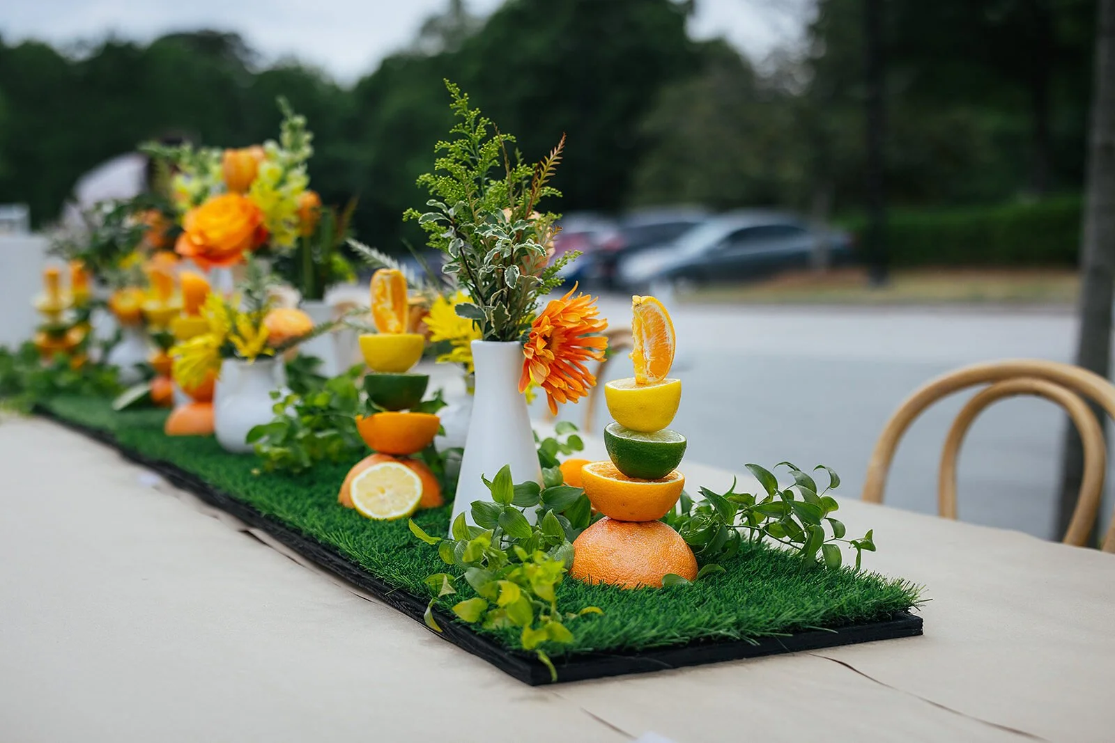 Fruit centerpiece at raleigh corporate event