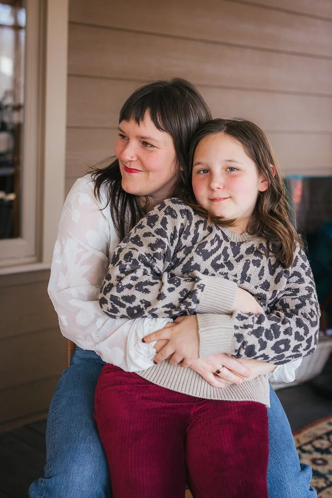 Mom and Daughter Hugging Durham NC