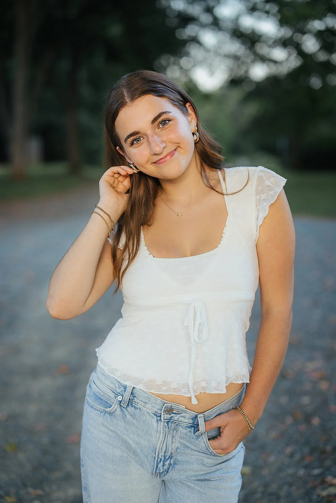 Senior Girl Smiling During Senior Portrait Session Durham NC