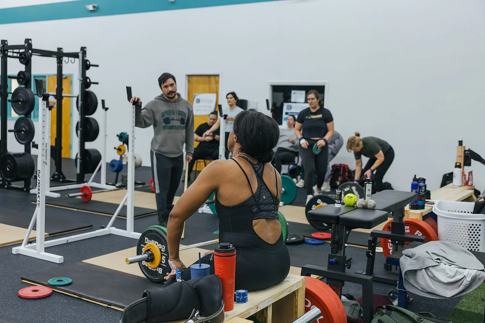 Local business photography session at Durham, NC gym showcases group of members working out