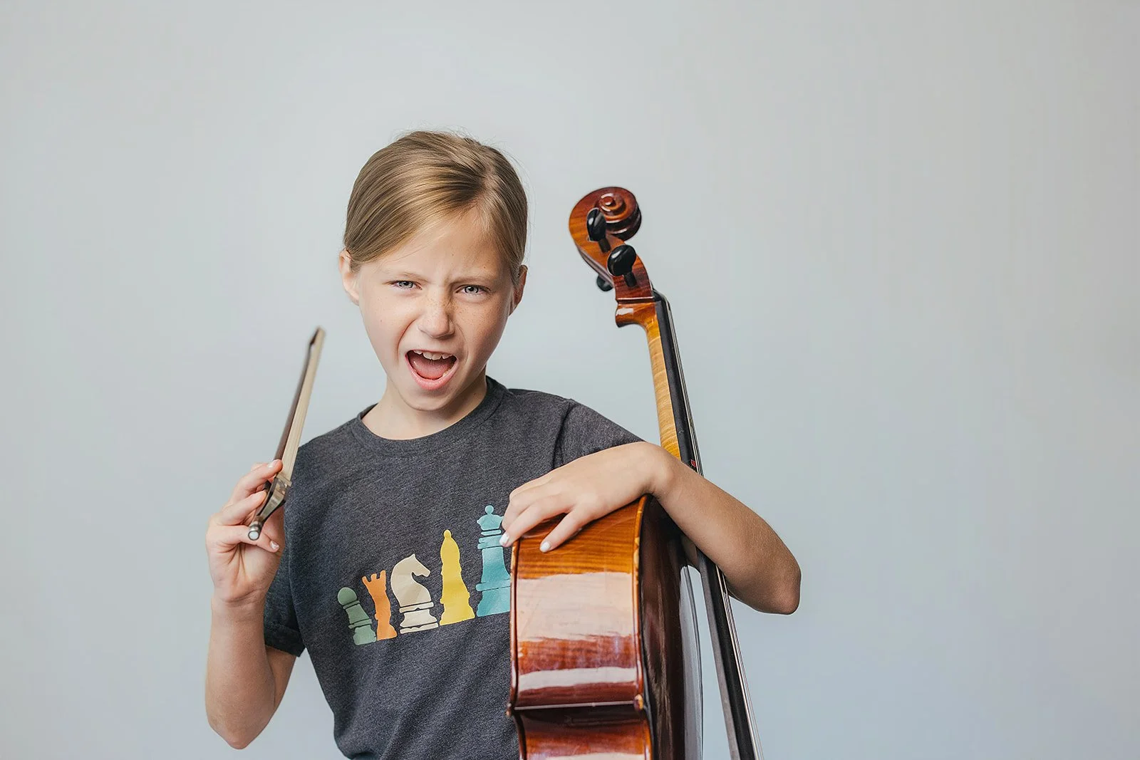Young Girl with Cello Durham NC Studio Portrait Session