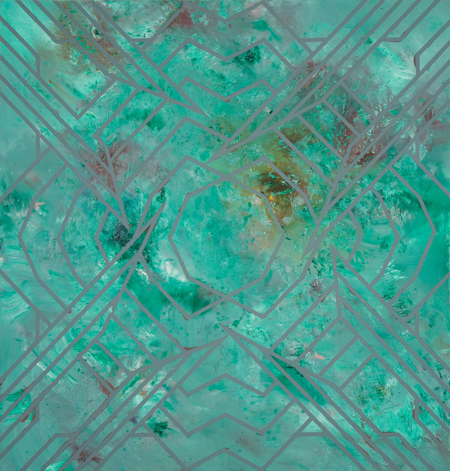   Emerald Twilight    Oil and acrylic on canvas  44” x 42”   