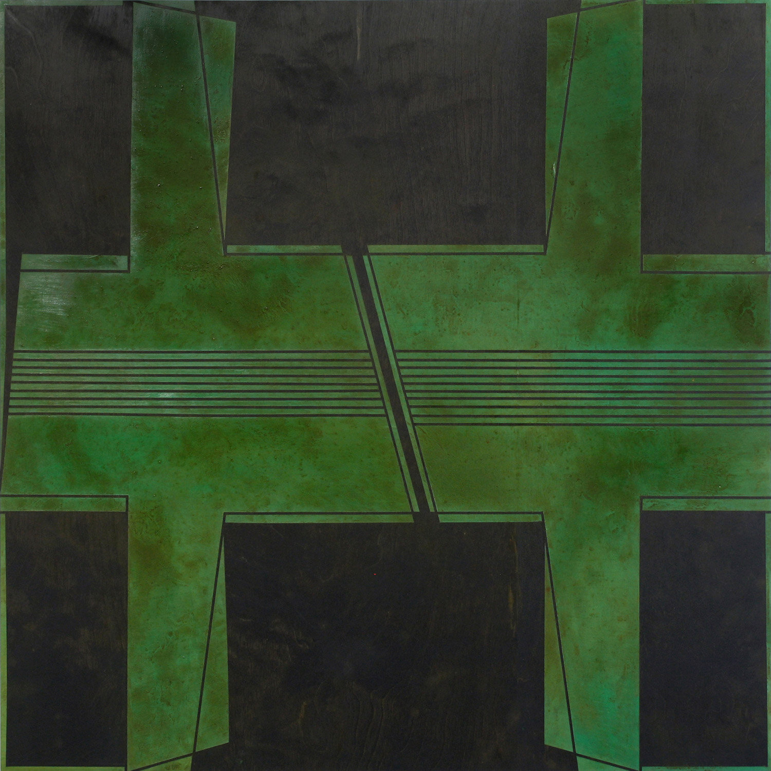    ‡‡    Sumi ink and oil paint on wood panel  36” x 36”   