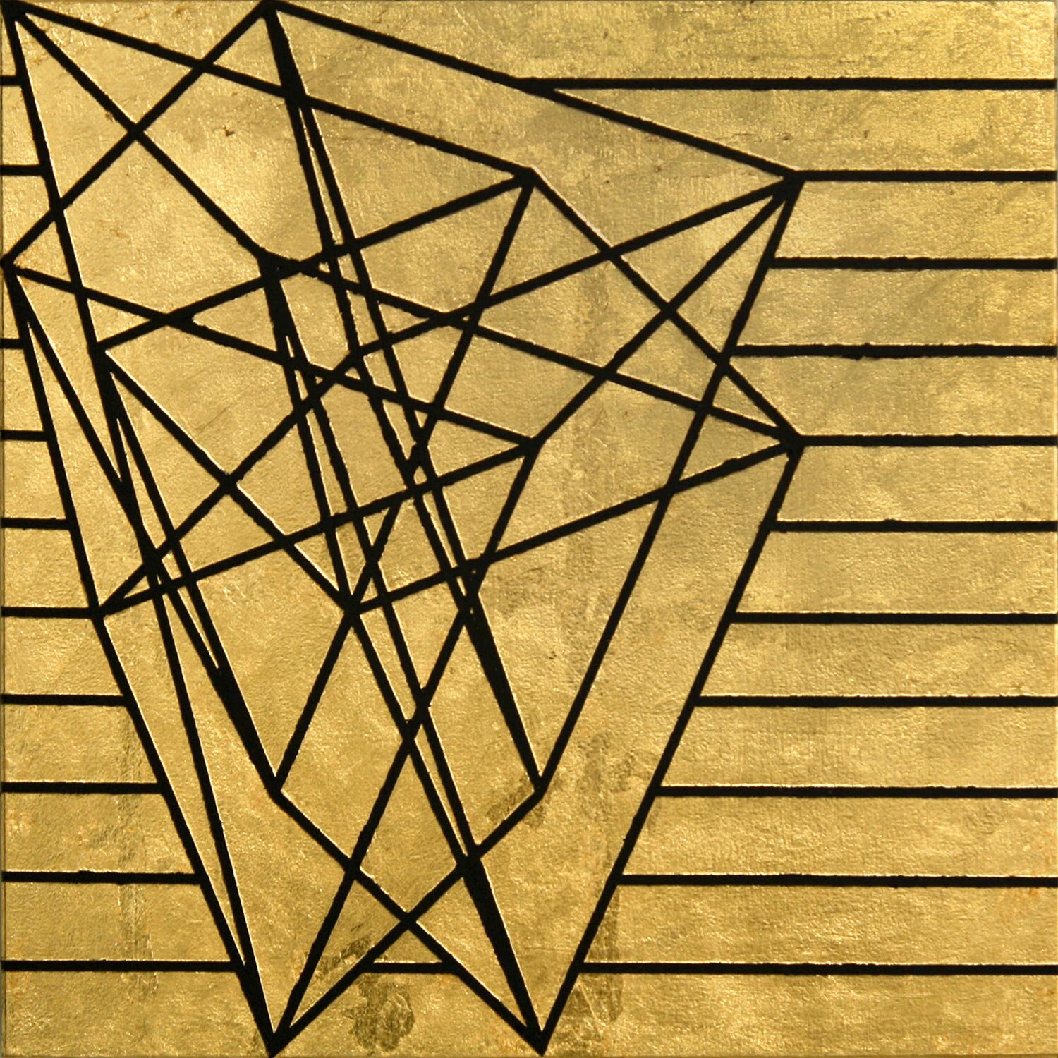    Hisz Dat Cowurlen (I)    Acrylic and gold leaf on wood panel  12” x 12”   