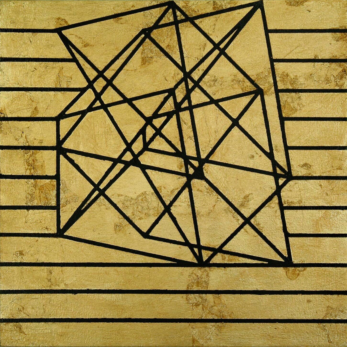    Hisz Dat Cowurlen (III)    Acrylic and gold leaf on wood panel  12” x 12”   