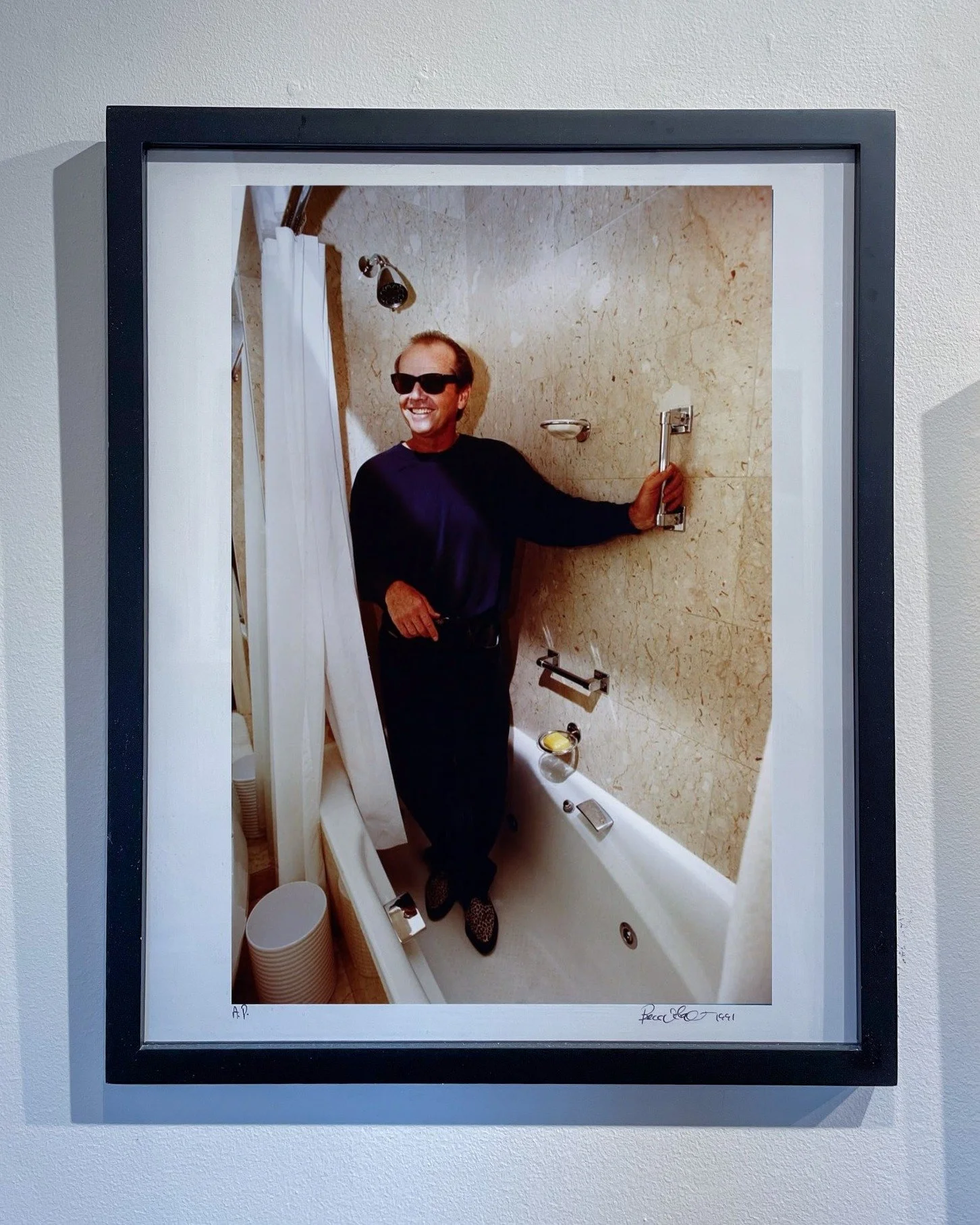 Here&rsquo;s&hellip;Johnny!!!

Bruce Gilbert fondly recalls photographing Jack Nicholson, who refused to remove his iconic sunglasses but had no problem hopping in the shower for a photo-op. Now on our holiday sale~

Jack Nicholson, 1991
Photograph
2
