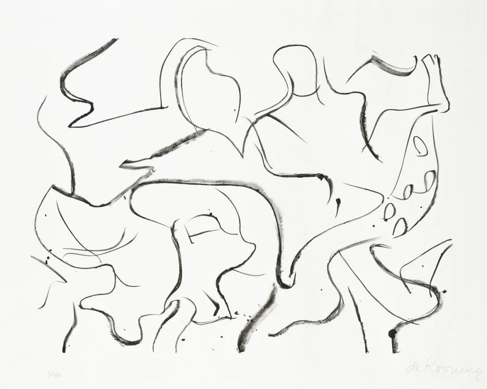 Untitled (1982) reflects Willem de Kooning&rsquo;s lifelong exploration of mark making: here, lithography becomes a medium as expressive as paint, translating the dynamic gestures and rhythmic energy of his abstract language into print.

Untitled, 19