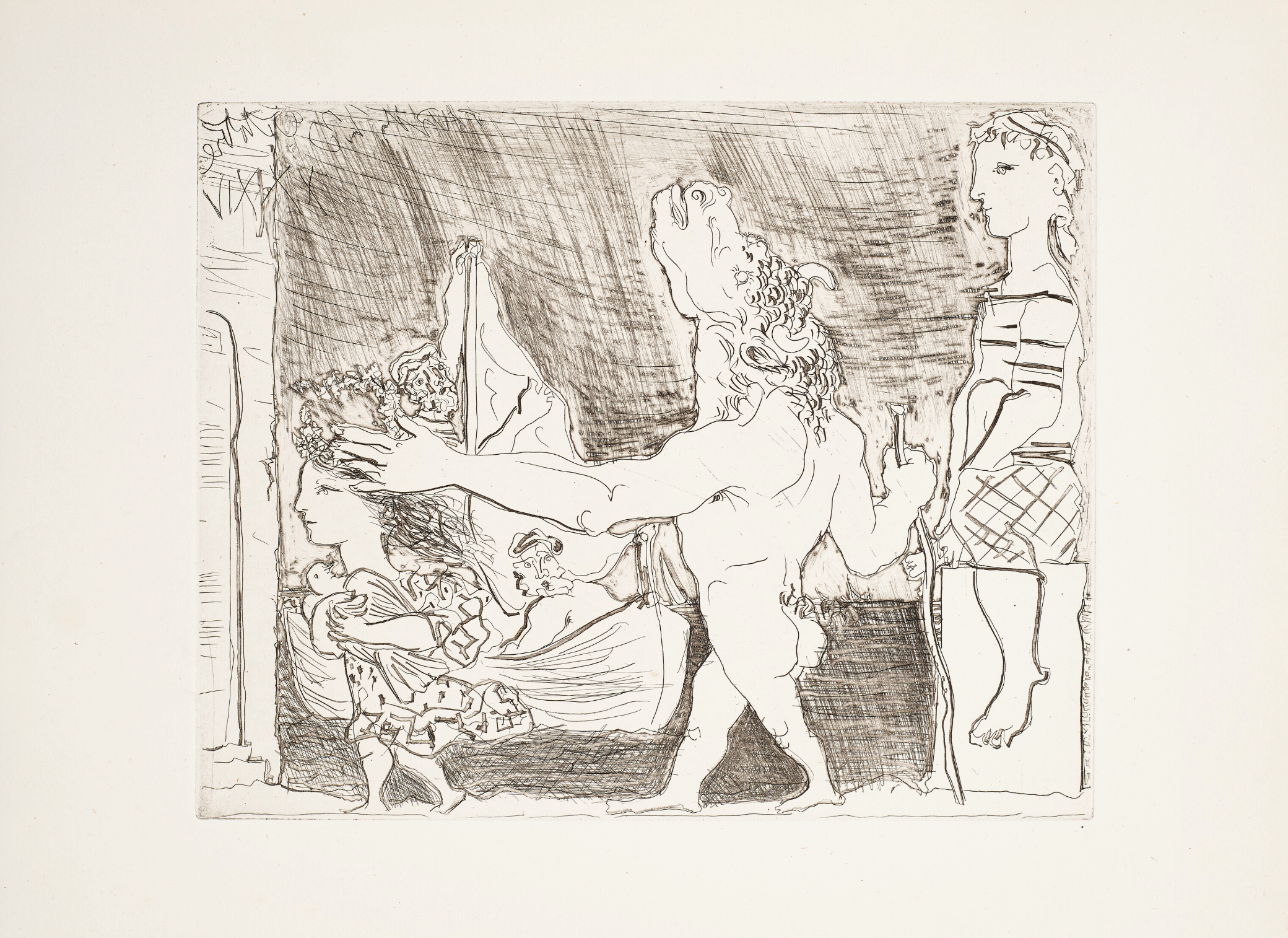 Blind Minotaur led by girl with dove.png