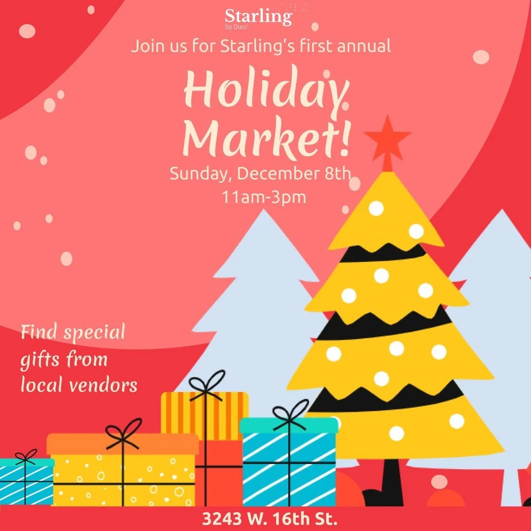 Come get your Christmas gifts at our Holiday Market! Join us on Sunday, December 8, from 11 am to 3 pm for a fun time with local vendors!