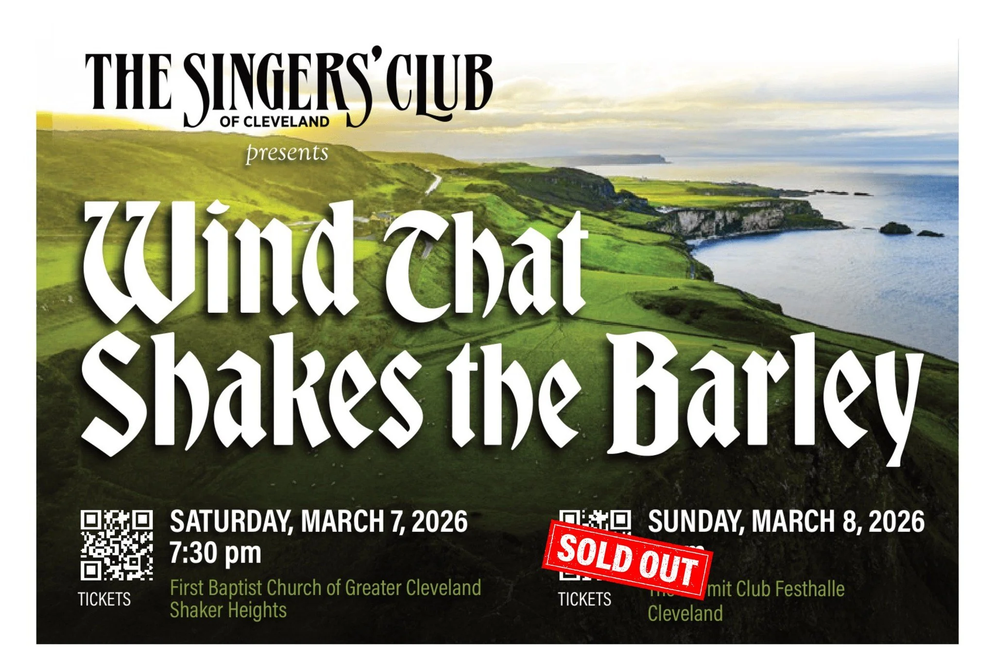 Sunday's performance of Wind That Shakes the Barley has SOLD OUT! Thank you all for your incredible support! 

Didn't grab tickets in time? No worries! There are still plenty of tickets available for Saturday's 7PM performance at First Baptist Church