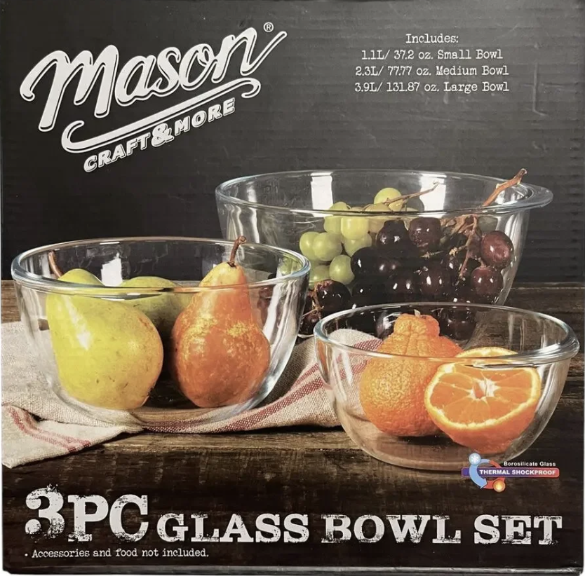 3 Pieces Glass Bowl Set by Mason Craft &amp; More