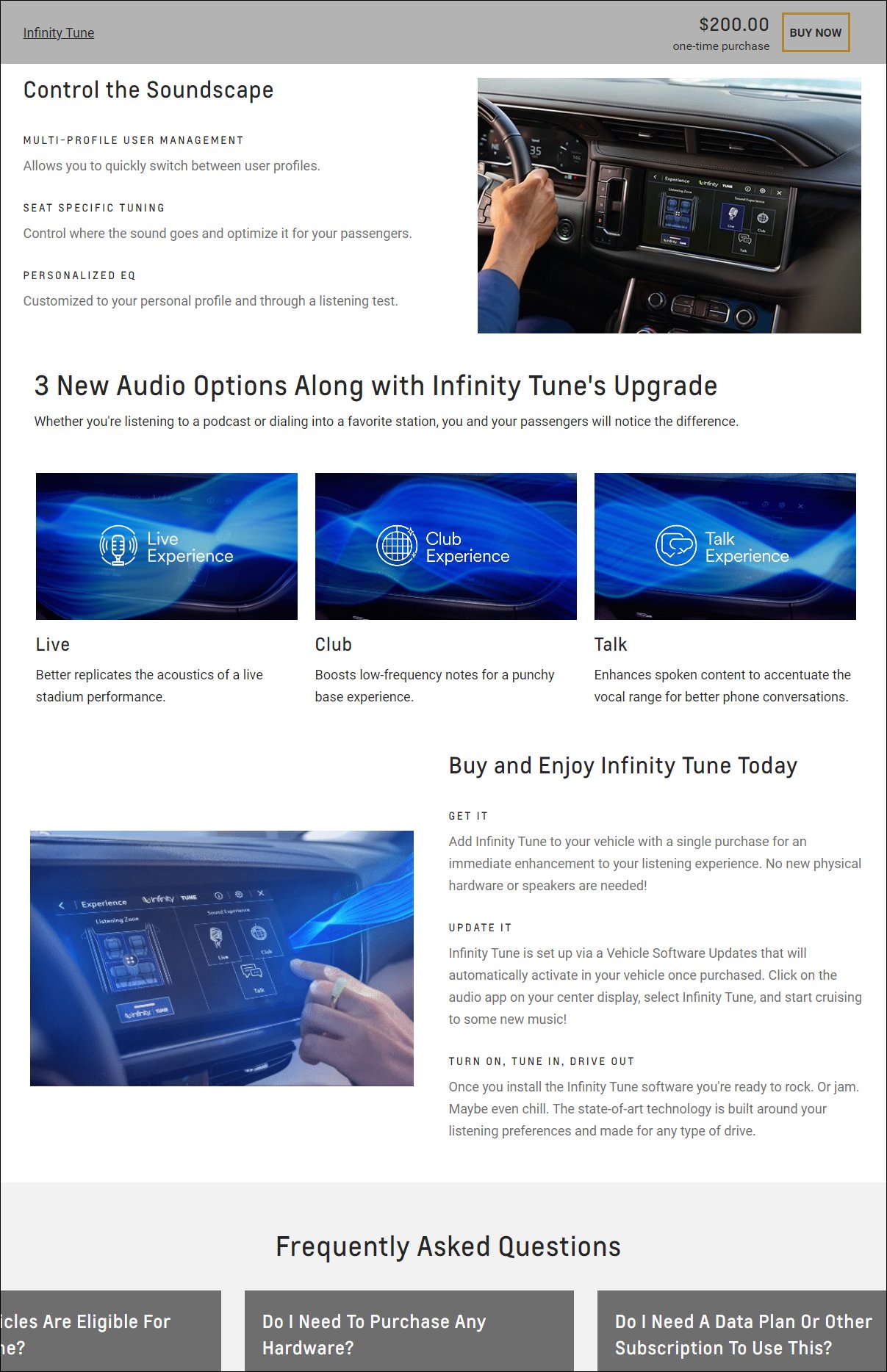 Infinity Tune - Product Detail Page - 2023 (below the fold)