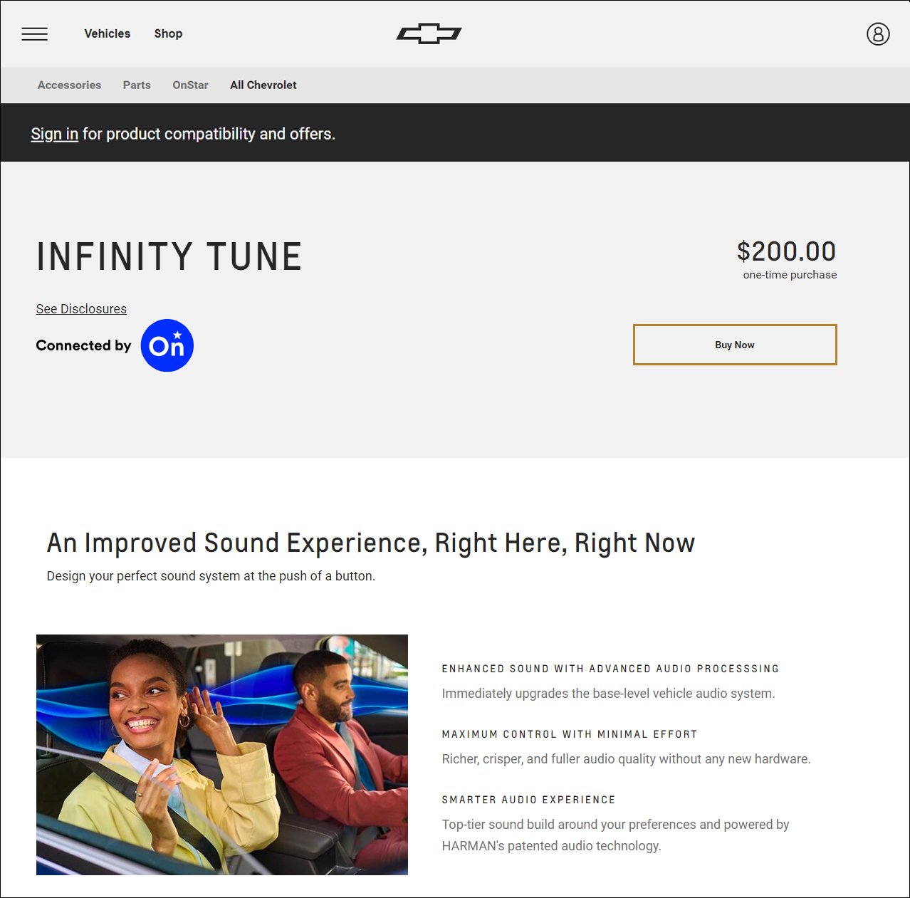 Infinity Tune - Product Detail Page - 2023