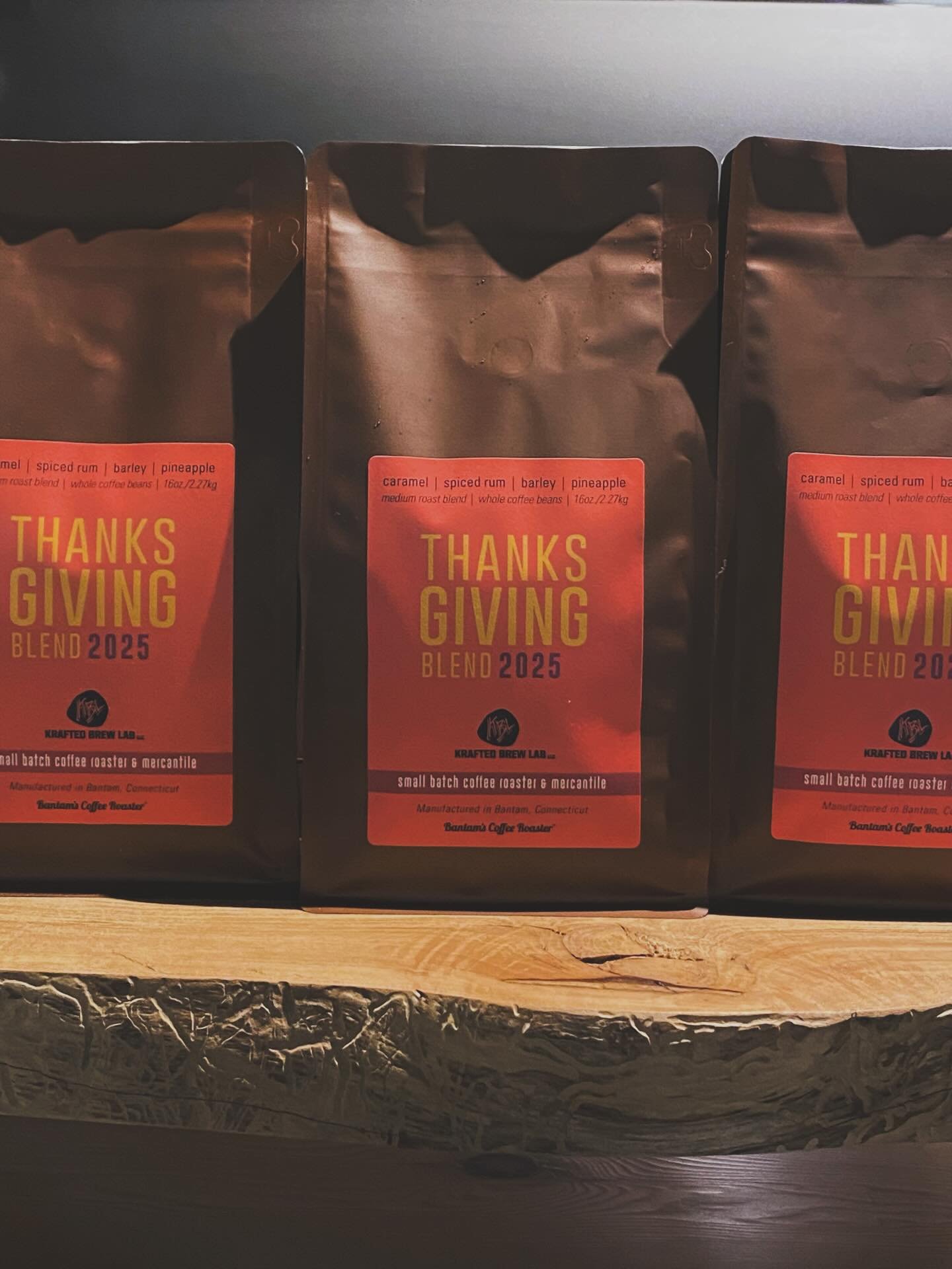 We will be open the Wednesday before Thanksgiving. Stop by to pick up our 2025 Thanksgiving Blend. This is truly a unique blend of caramel, spiced apple, rum and barley. Available for a limited time.