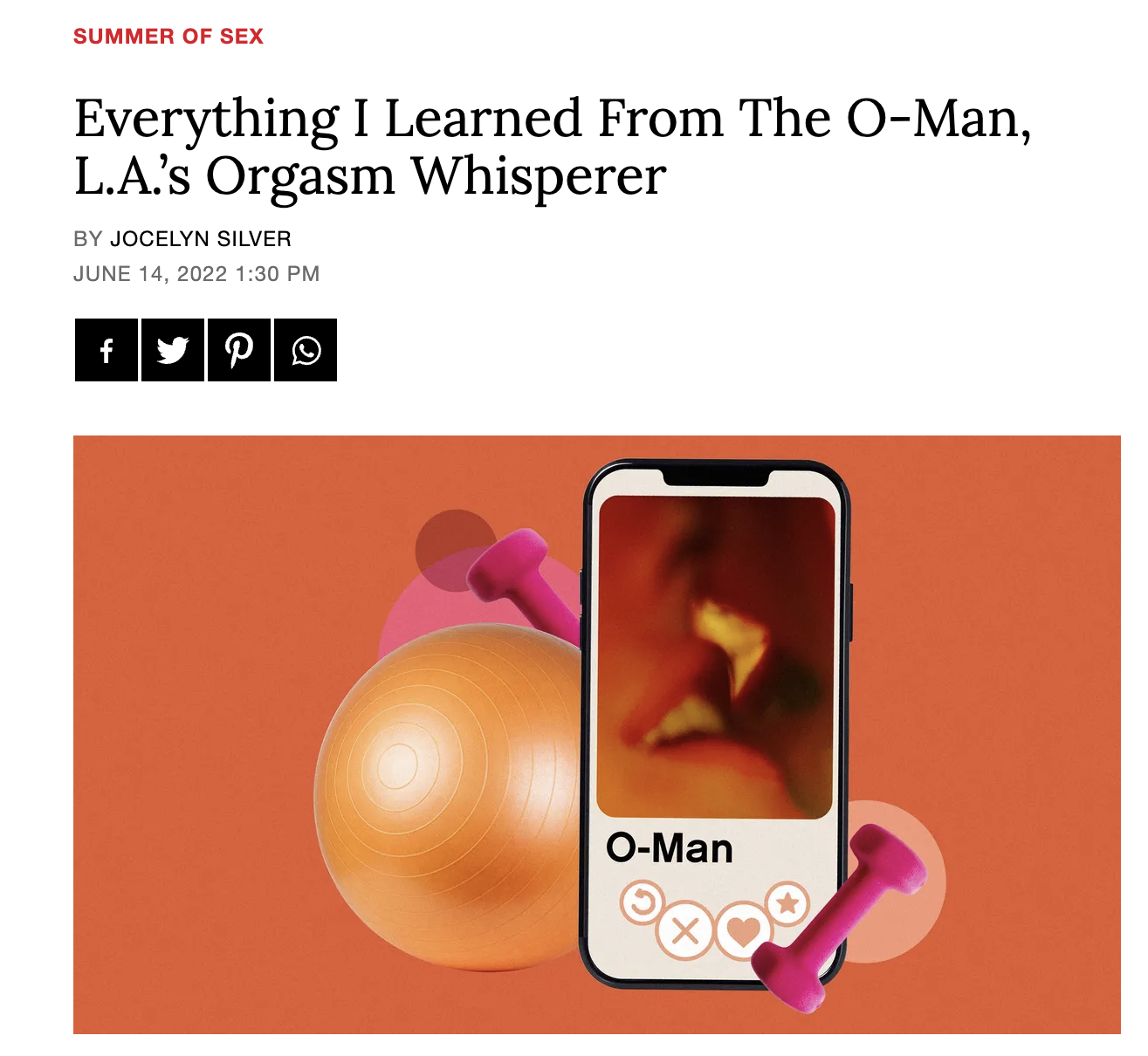 Glamour Magazine : Everything I Learned From The O-Man, L.A.’s Orgasm Whisperer