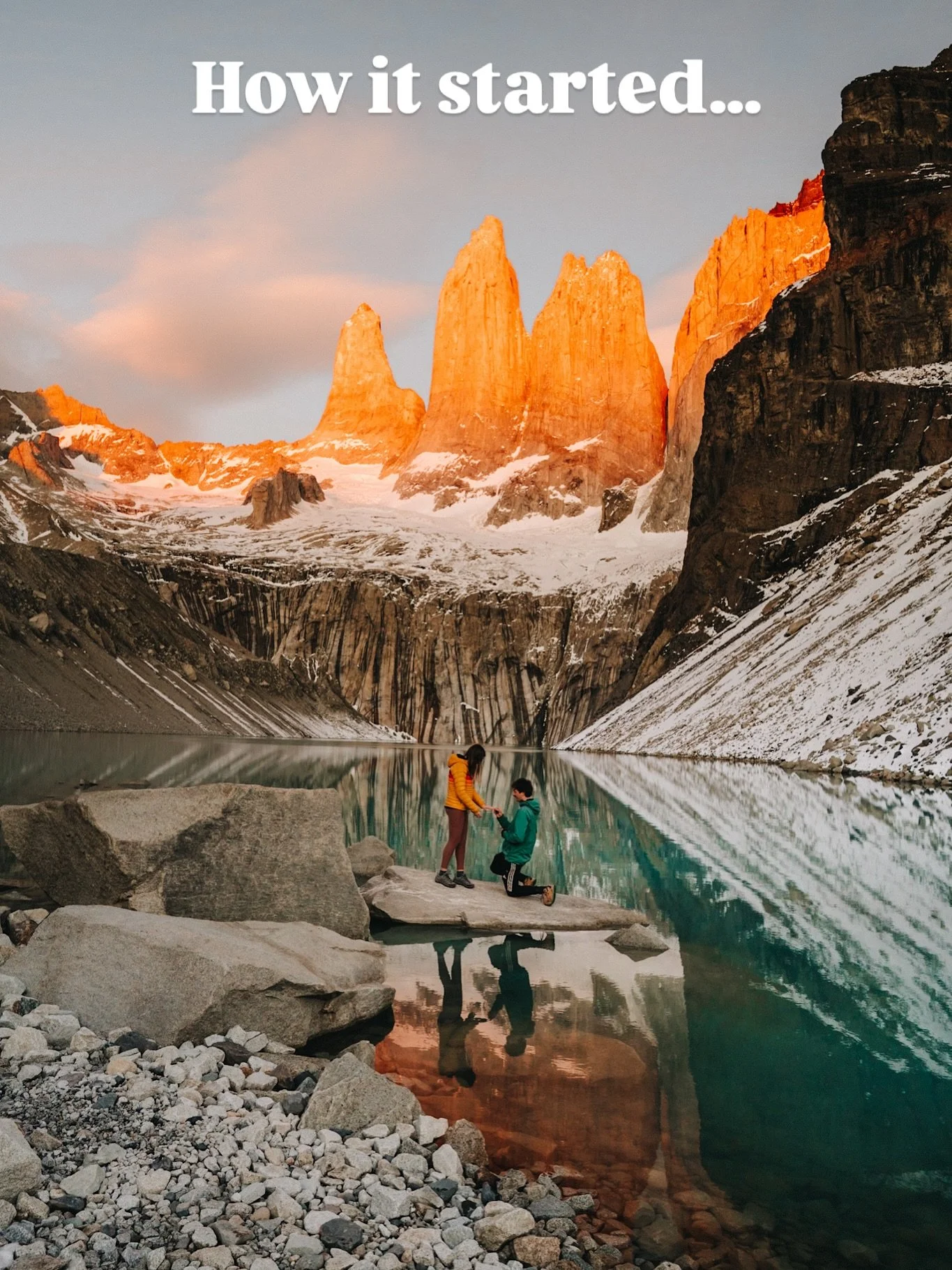 Can you tell we have a thing for the mountains? 🏔️

But technically, it started in September, 2012 in the dorms of CSU Chico 😆

Then, @nicofaraj and I got engaged in April, 2024 in Torres del Paine, Patagonia.

And we got married on our 13 year ann