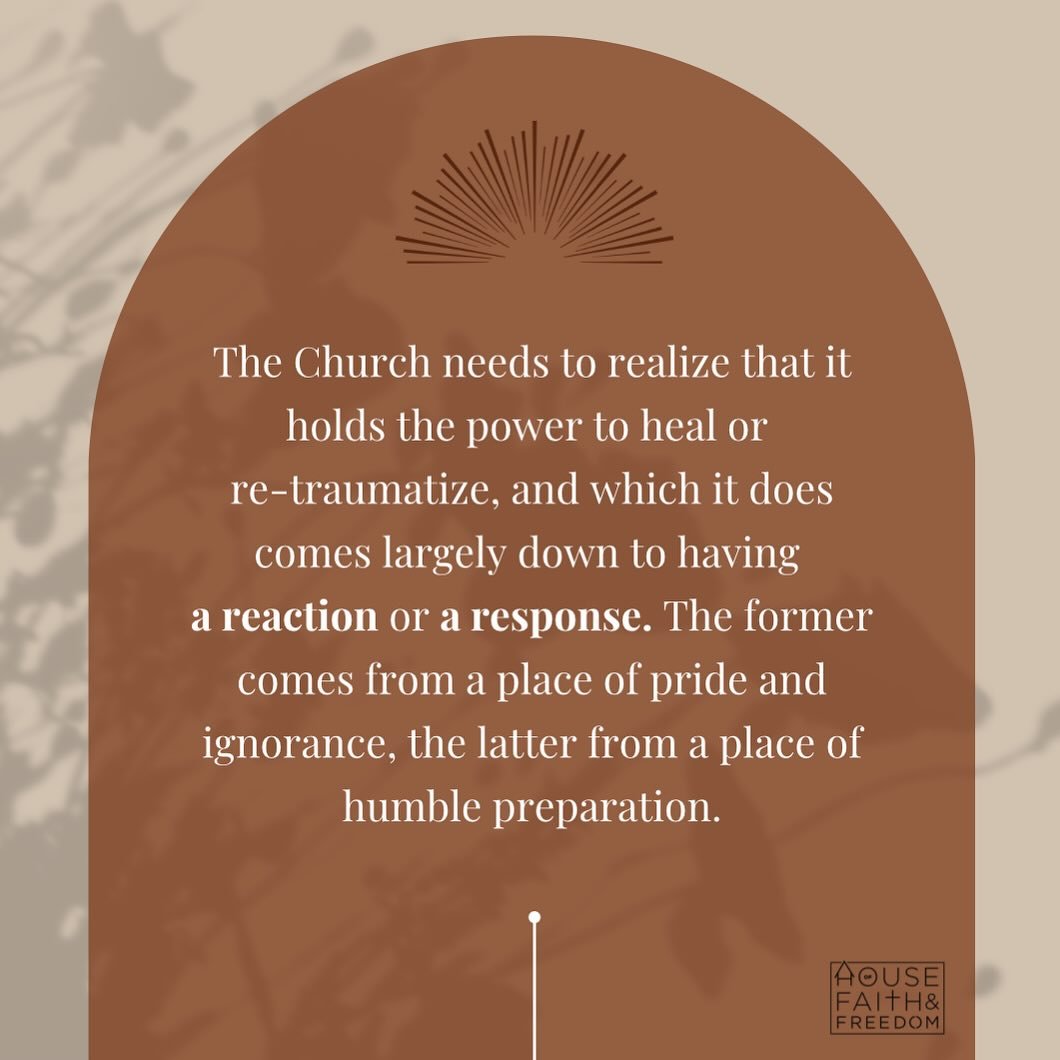 For many victims/survivors of abuse, the first person they disclose to is someone in the Church. And in that initial disclosure there is an opportunity to facilitate the beginning of healing or to cause more damage. 

What I have found over and over 