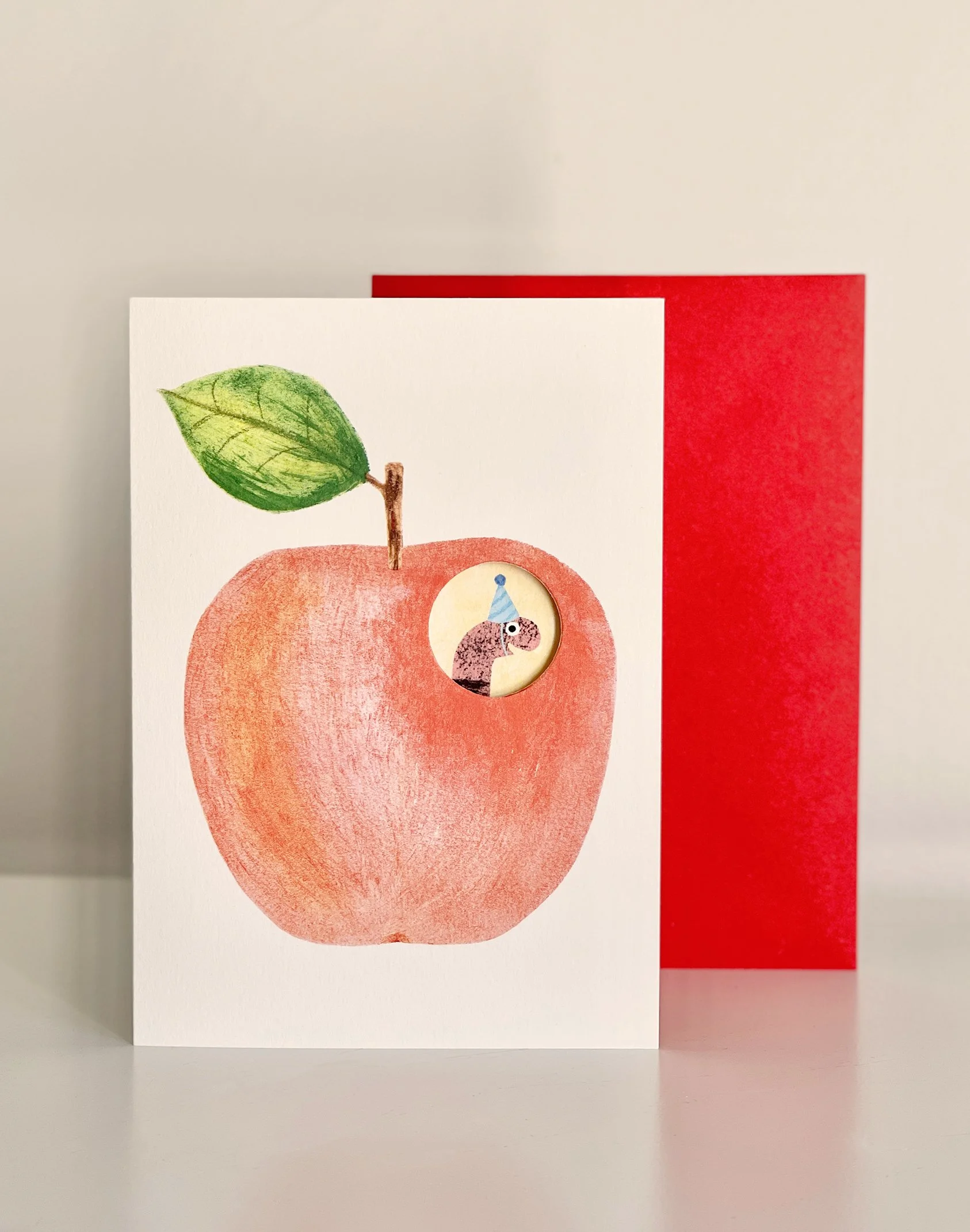 Happy Birthday Apple Worm card red env V4.jpg