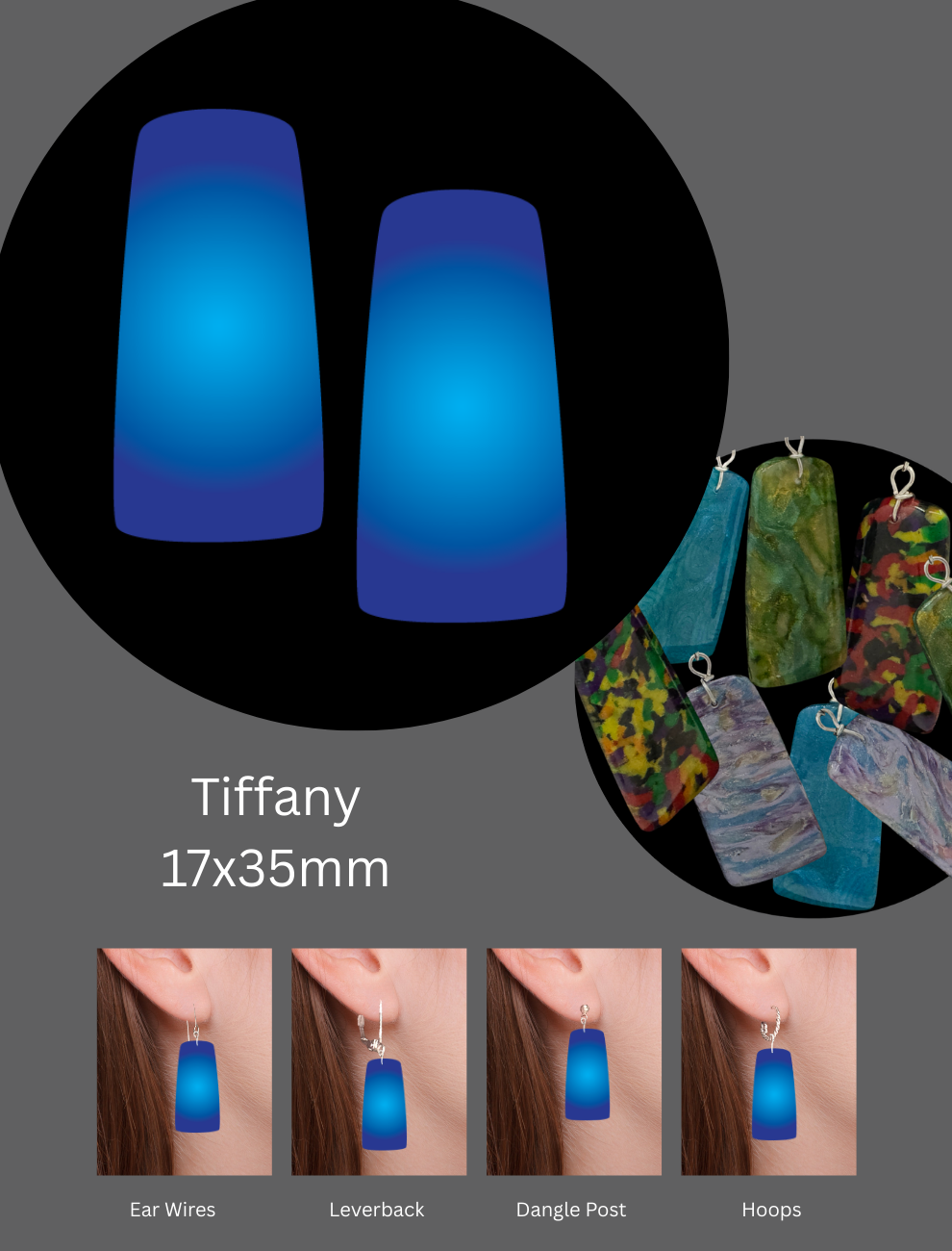 Tiffany Polymer Clay Earring Dangles – 17x35mm